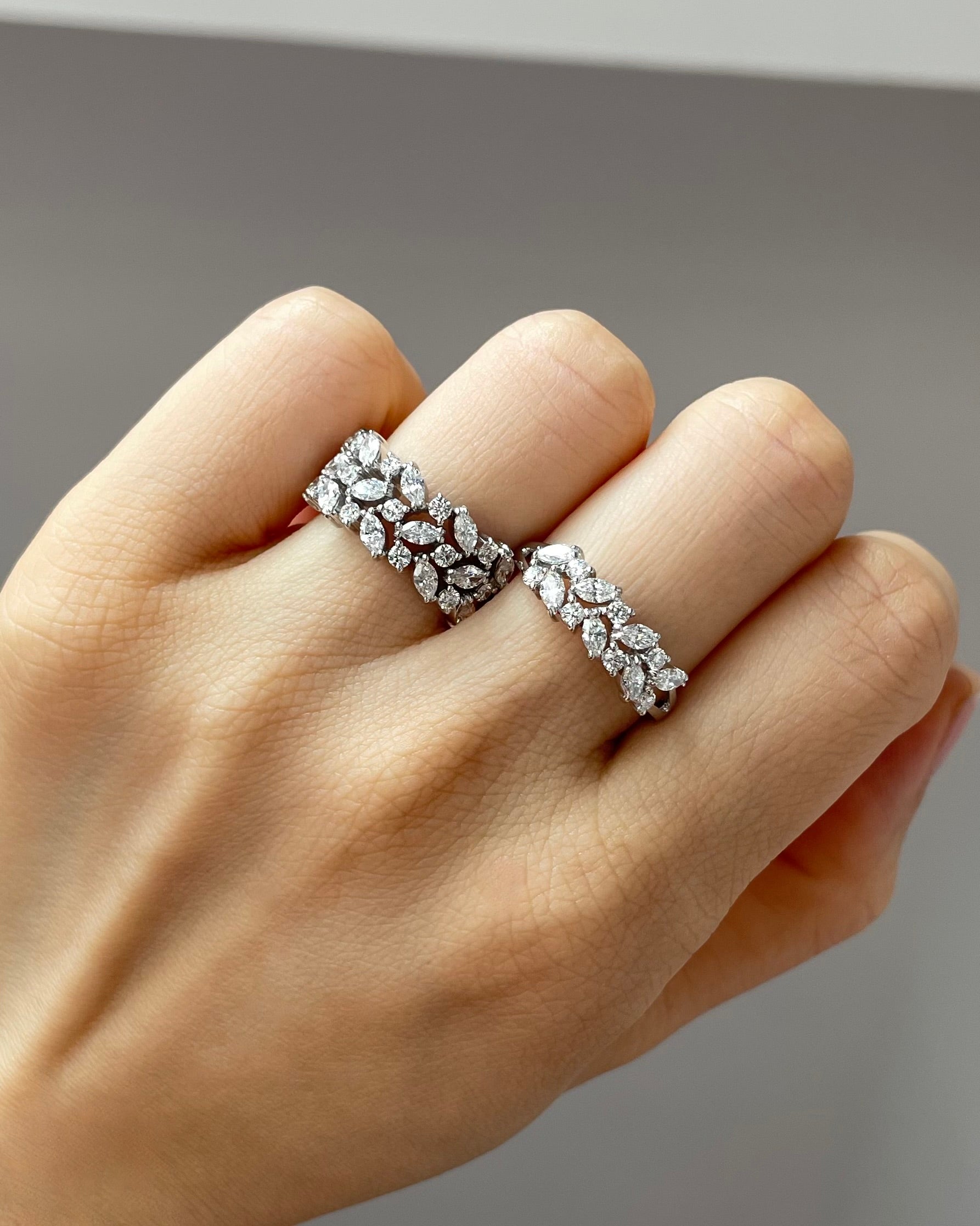 3-Row Marquise White Gold Ring