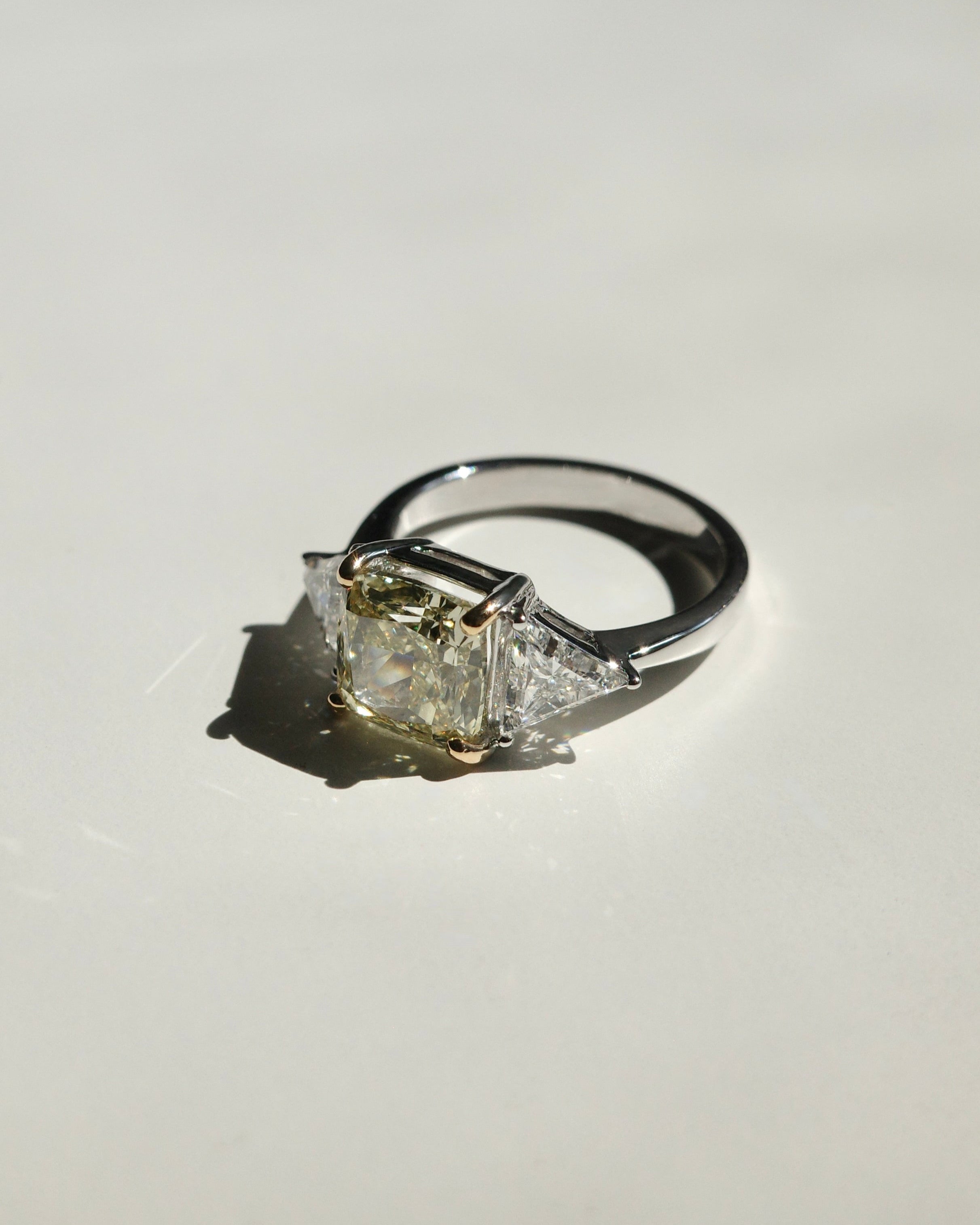 3.02ct Cushion Fancy Yellow Ring