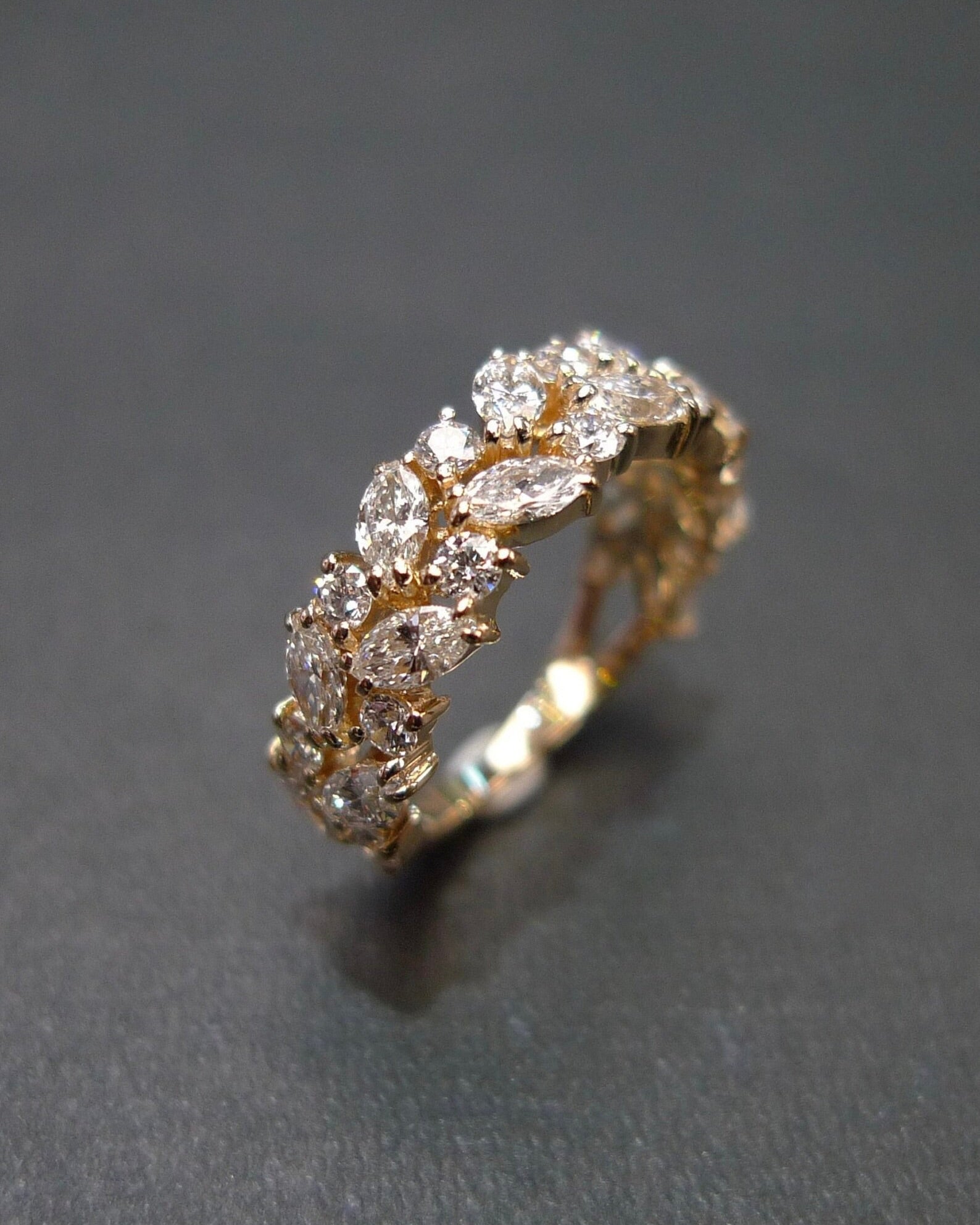 D-F color VS clarity marquise diamond half eternity ring fine jewelry