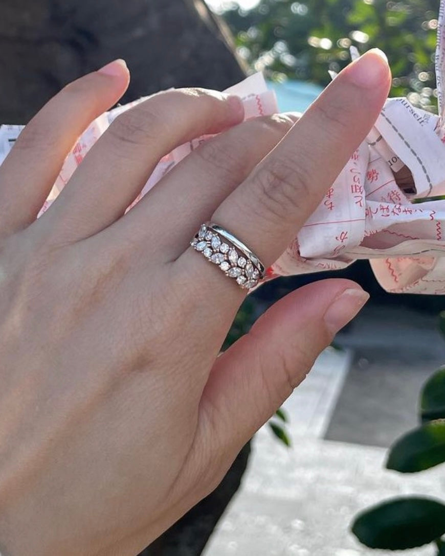 elegant gold ring with marquise cut diamond