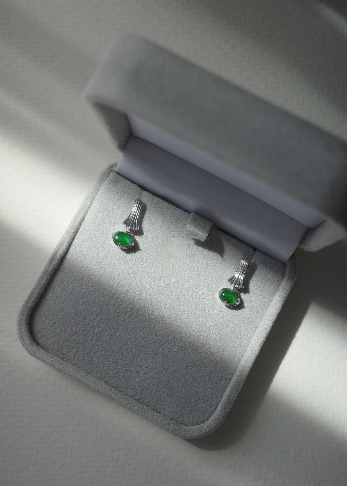 Sculptured Fluted Fan Jade Earrings
