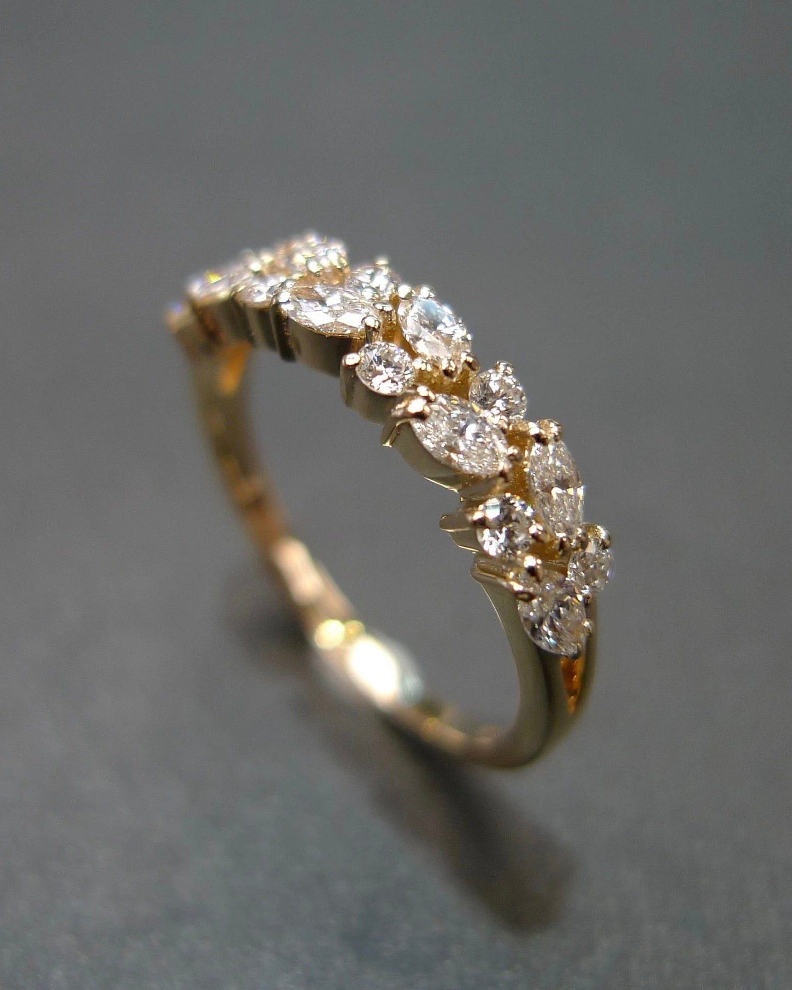 Marquise Diamond Yellow Gold Ring (Thin version)
