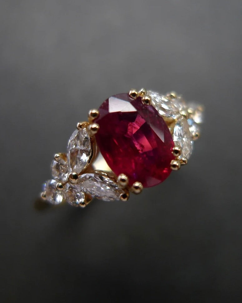 Ruby Marquise Diamond Ring