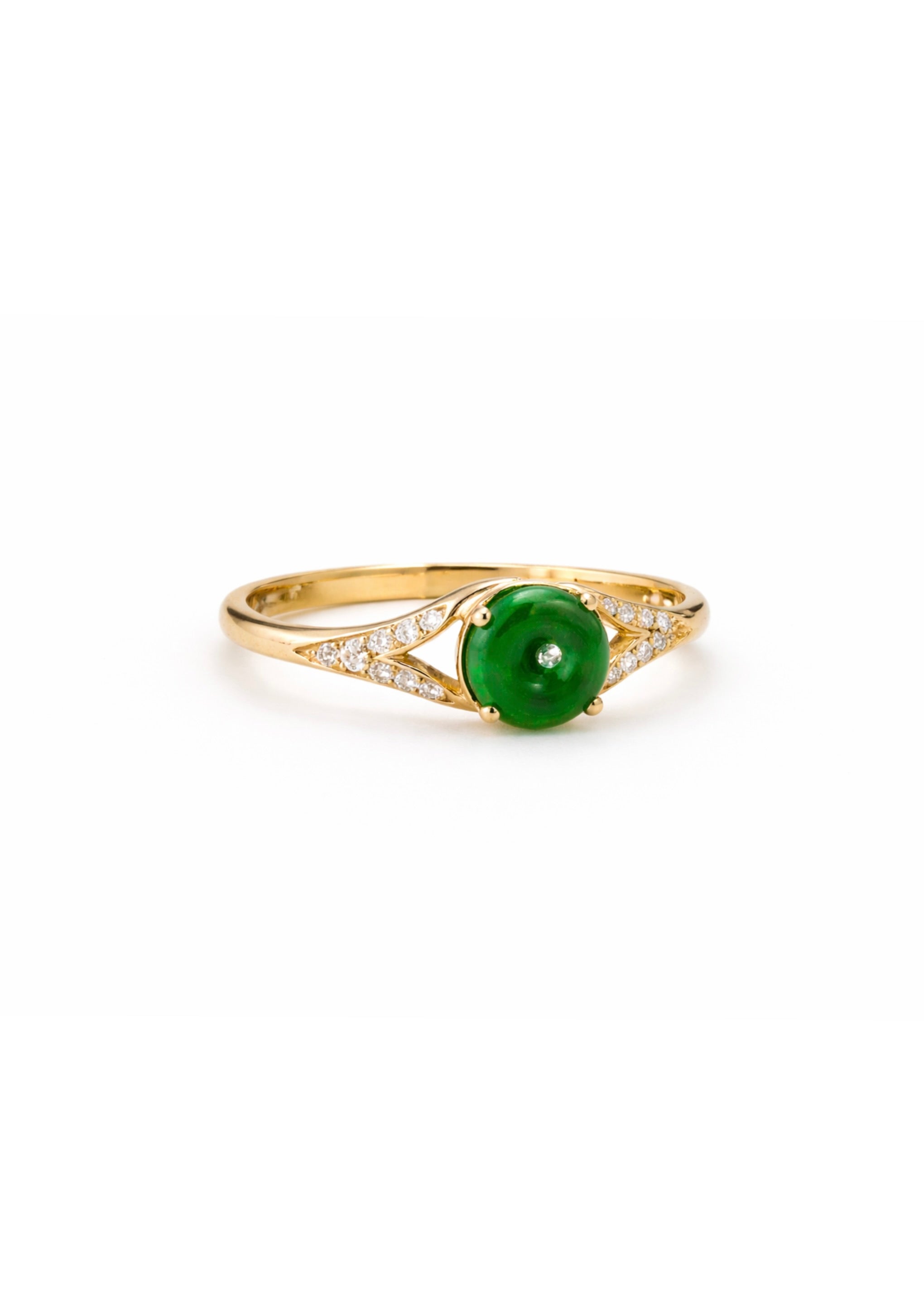 Yin Yang Jade and Diamond Ring