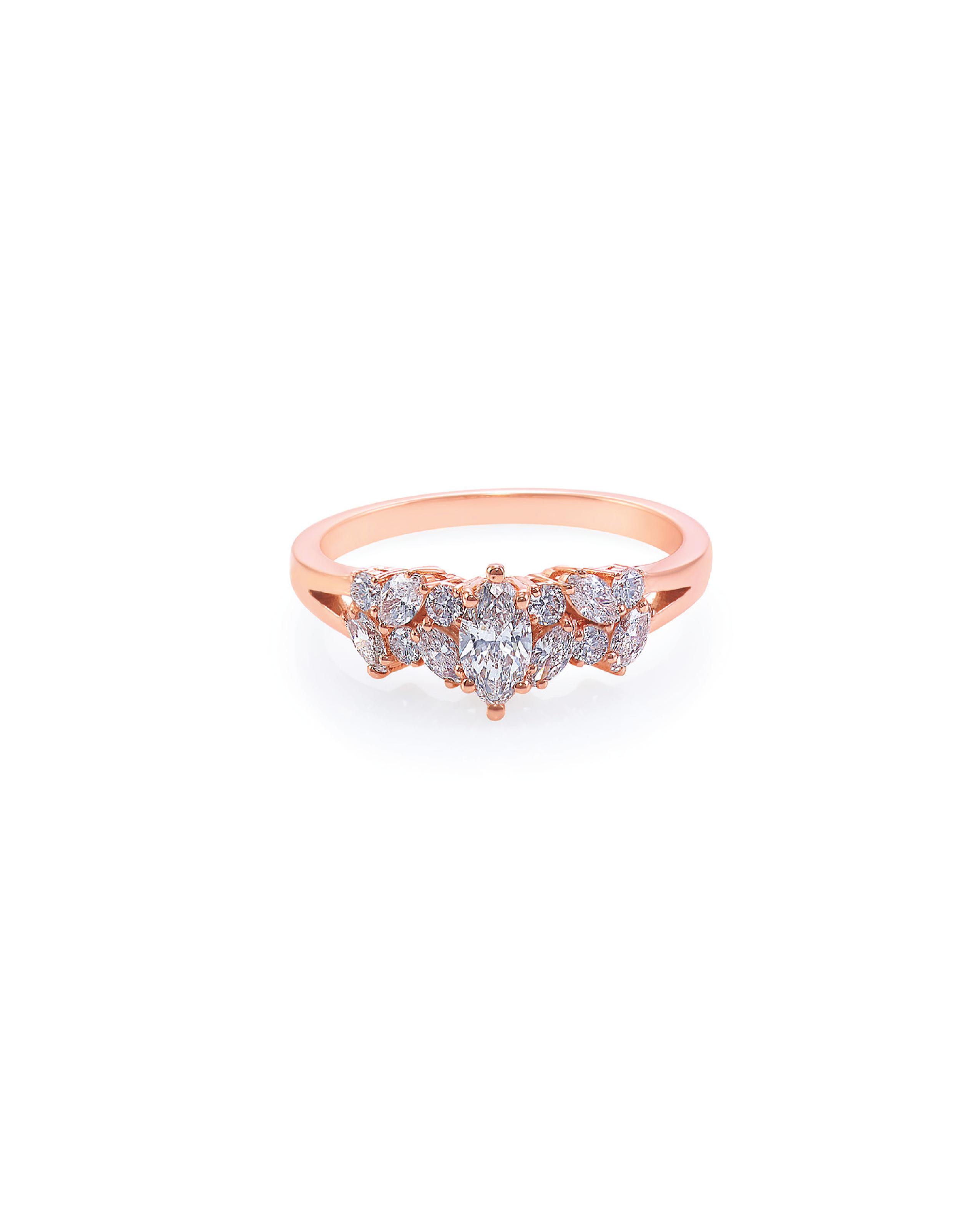 Marquise diamond engagement ring in 18K rose gold – HN Jewelry