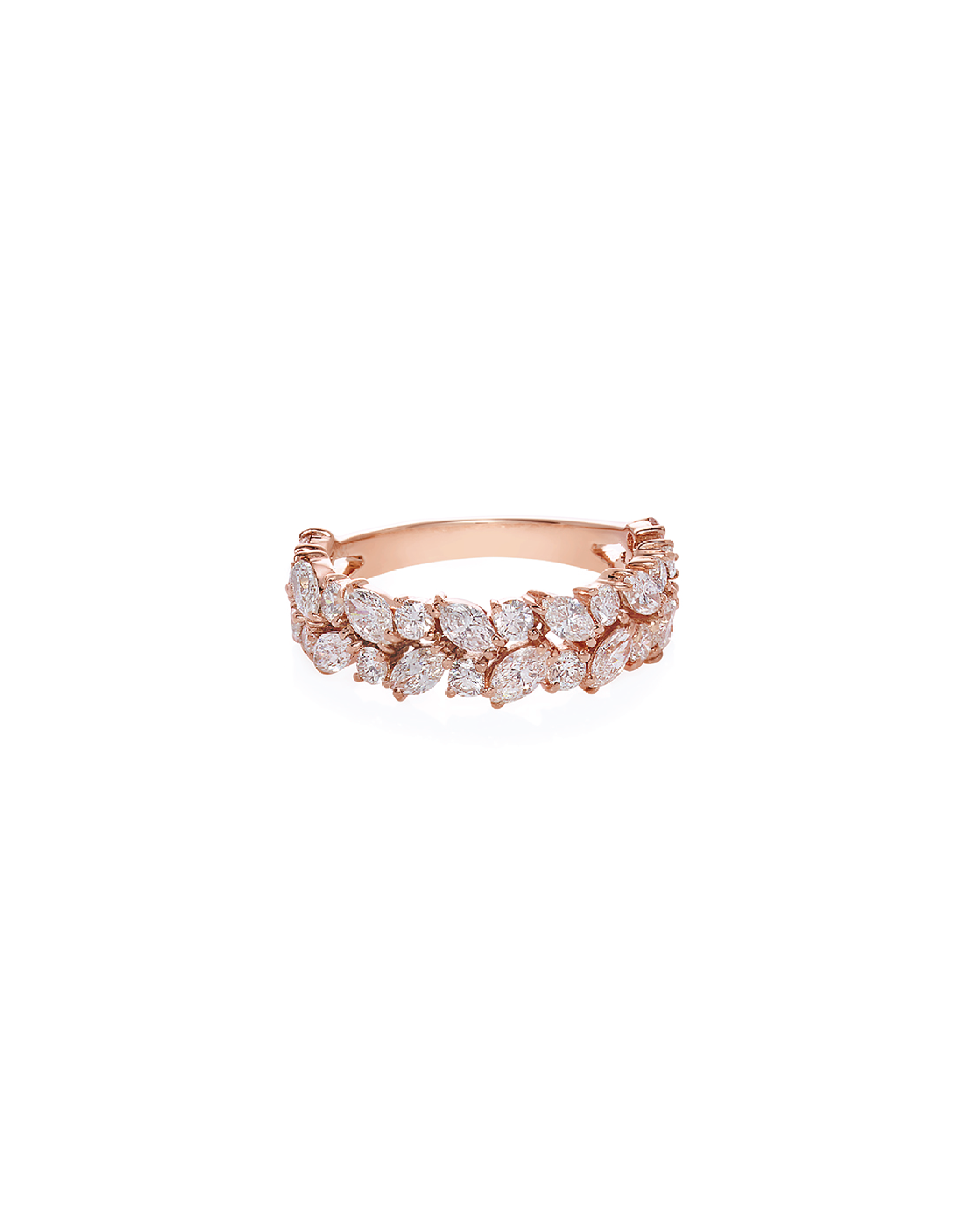 marquise diamond half eternity ring in 18k rose gold