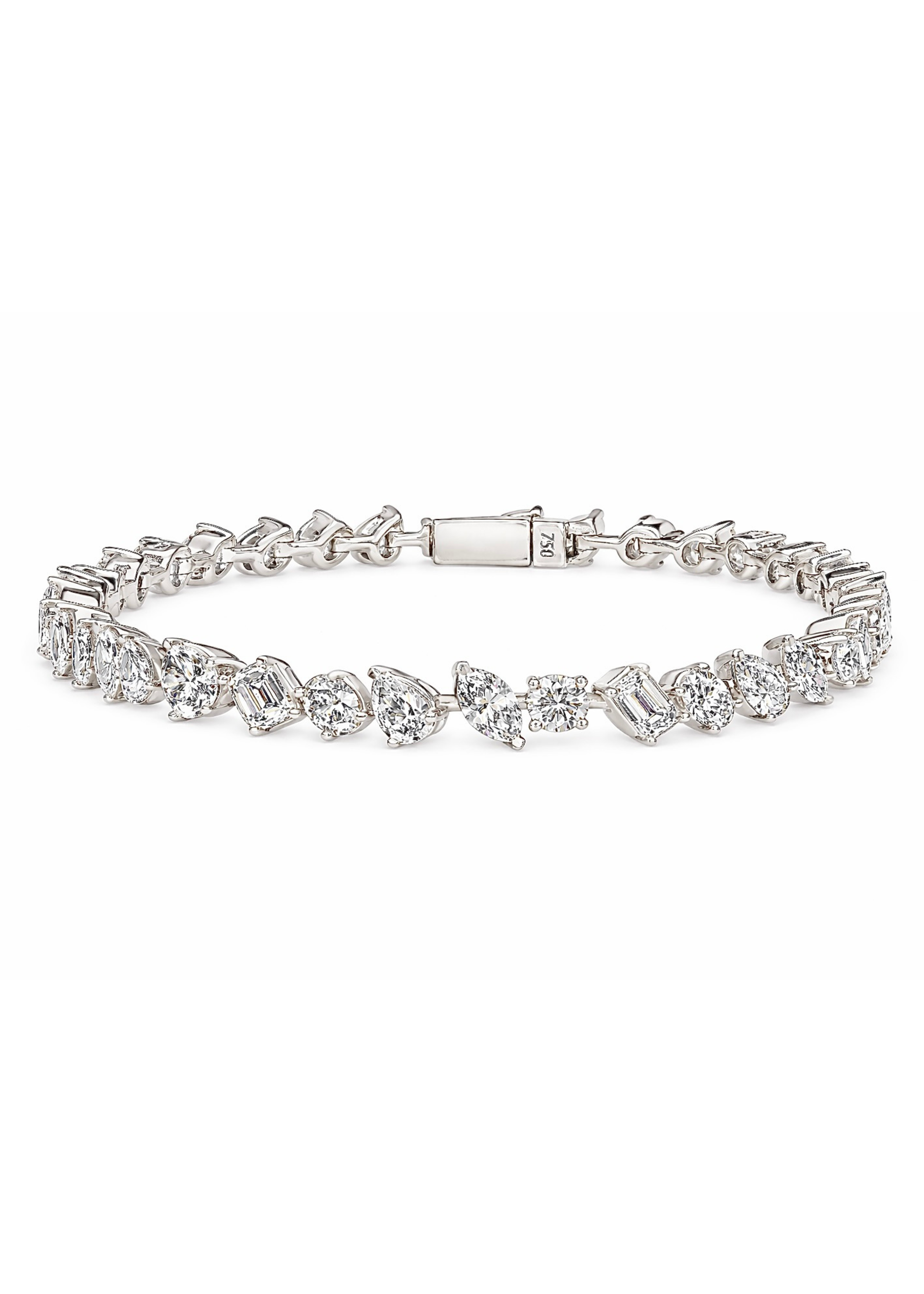 Large Multi-Shape Slant Diamond Tennis Bracelet