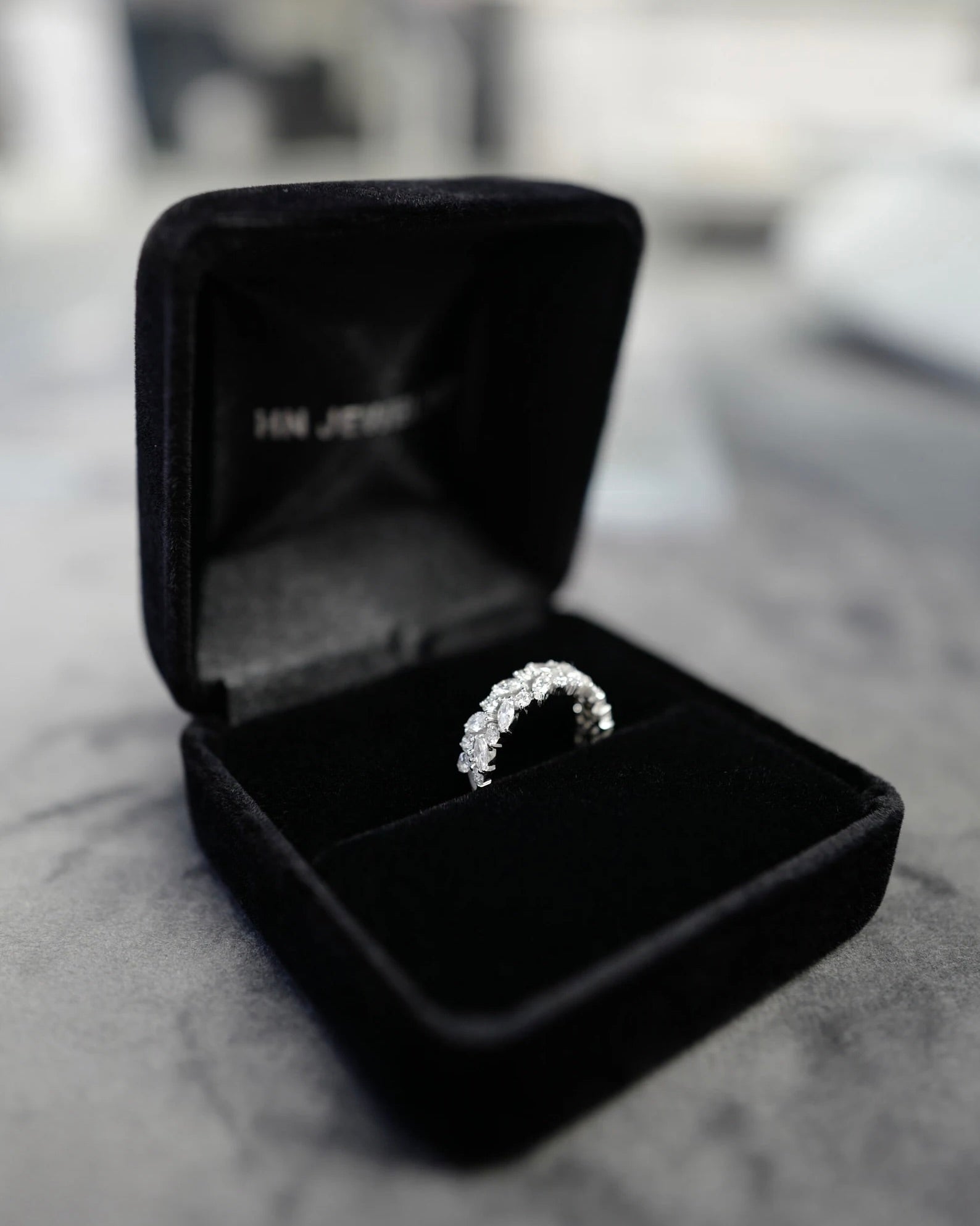 refined half eternity anniversary band with marquise diamnonds