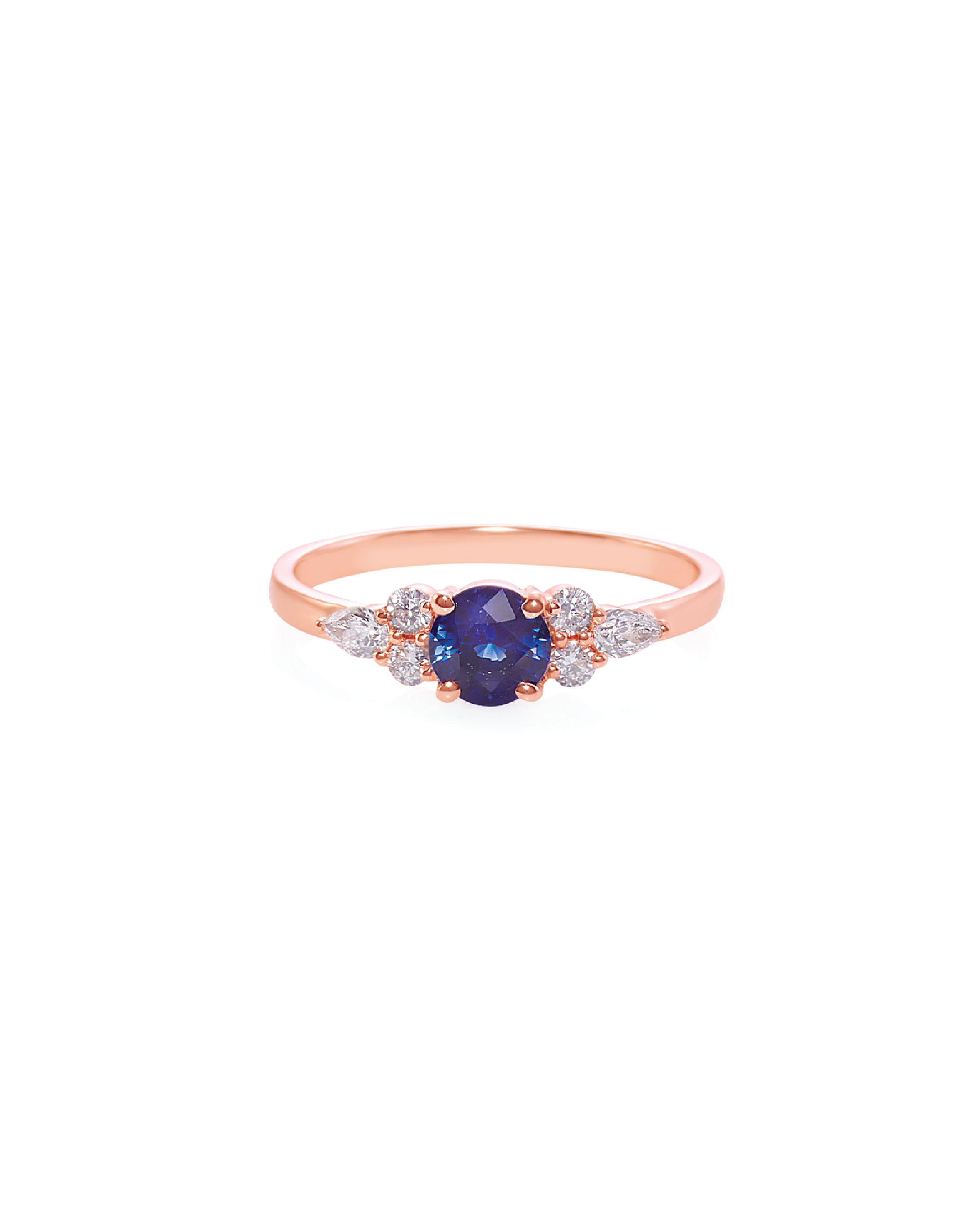 Blue Sapphire and Pear Diamond Ring