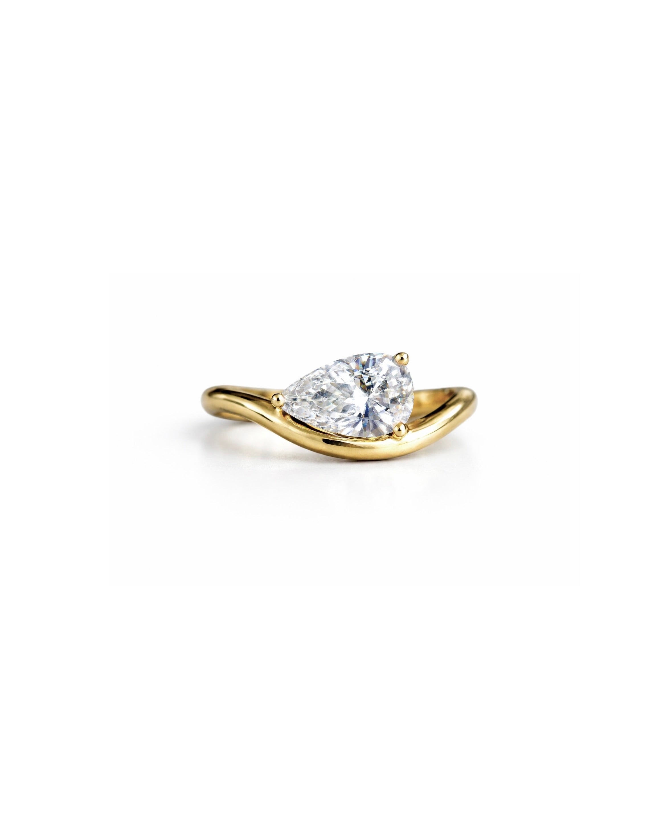 pear diamond pinky ring in 14k solid gold