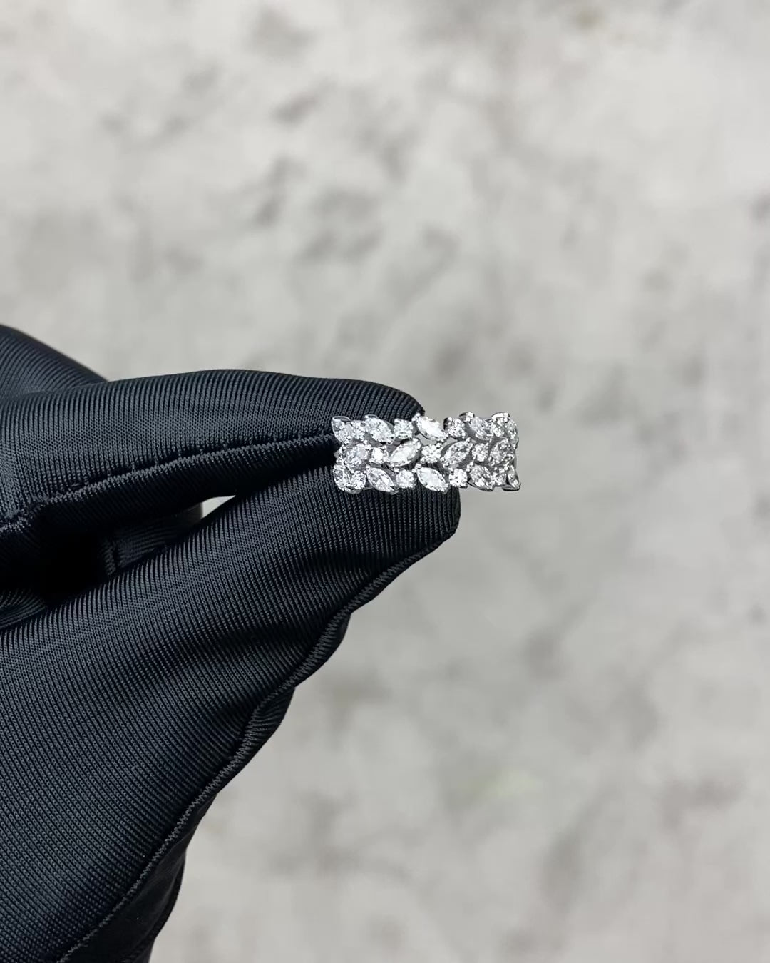 HN Jewelry three row marquise diamond ring fine jewelry