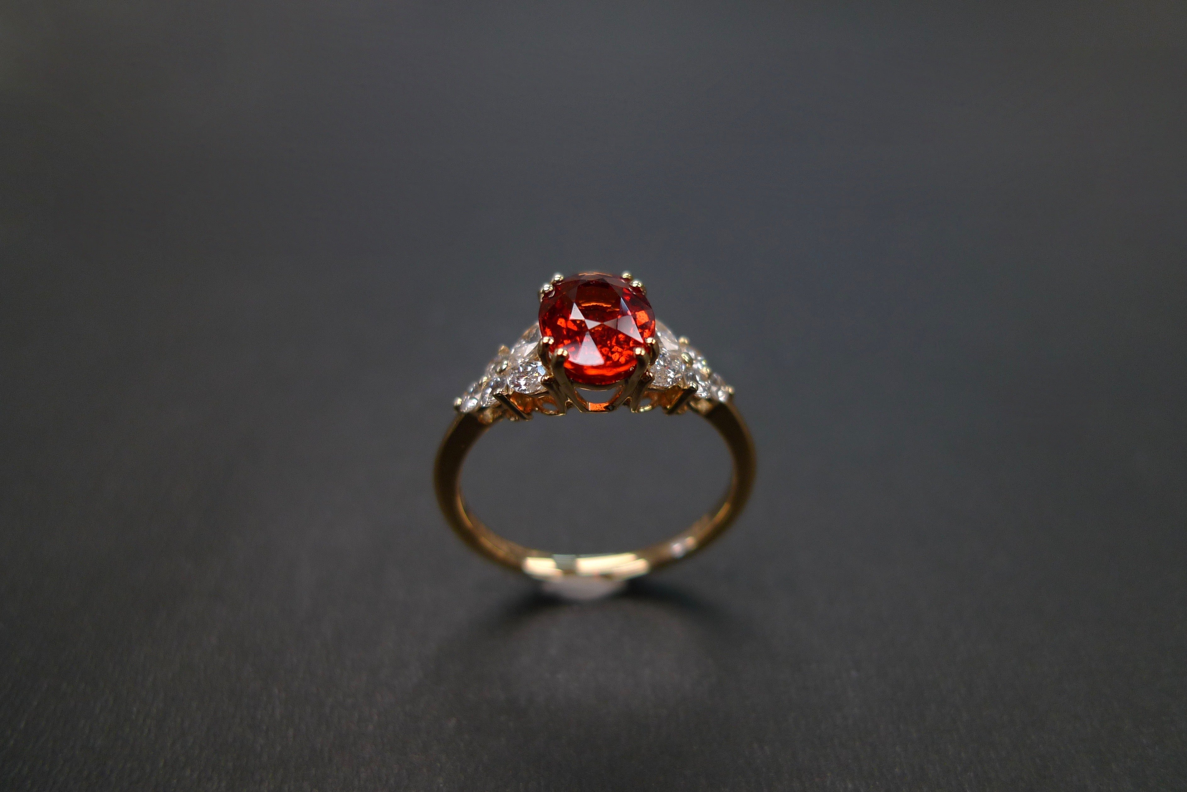 Orange Sapphire and Marquise Diamond Ring - HN JEWELRY