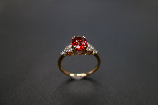 Orange Sapphire and Marquise Diamond Ring - HN JEWELRY