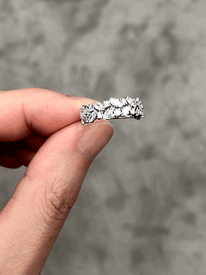 Marquise Diamond Half Eternity Ring in 18K White Gold - HN JEWELRY