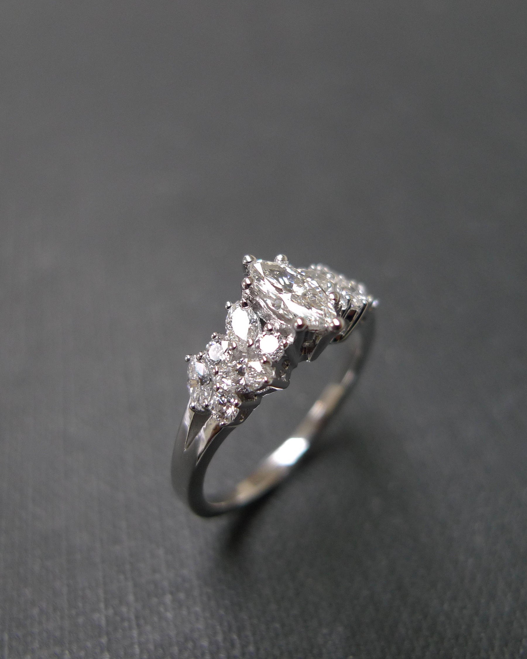 HN Jewelry marquise diamond engagement ring bridal fine jewelry