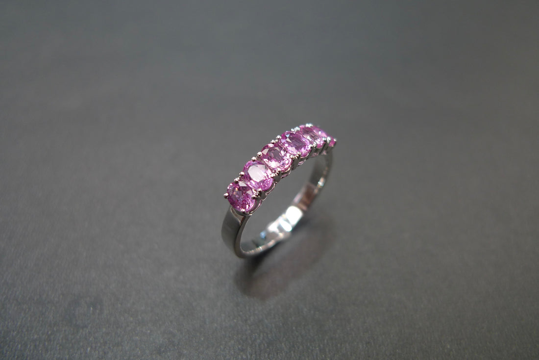 Oval Shape Pink Sapphire Ring in White Gold - HN JEWELRY