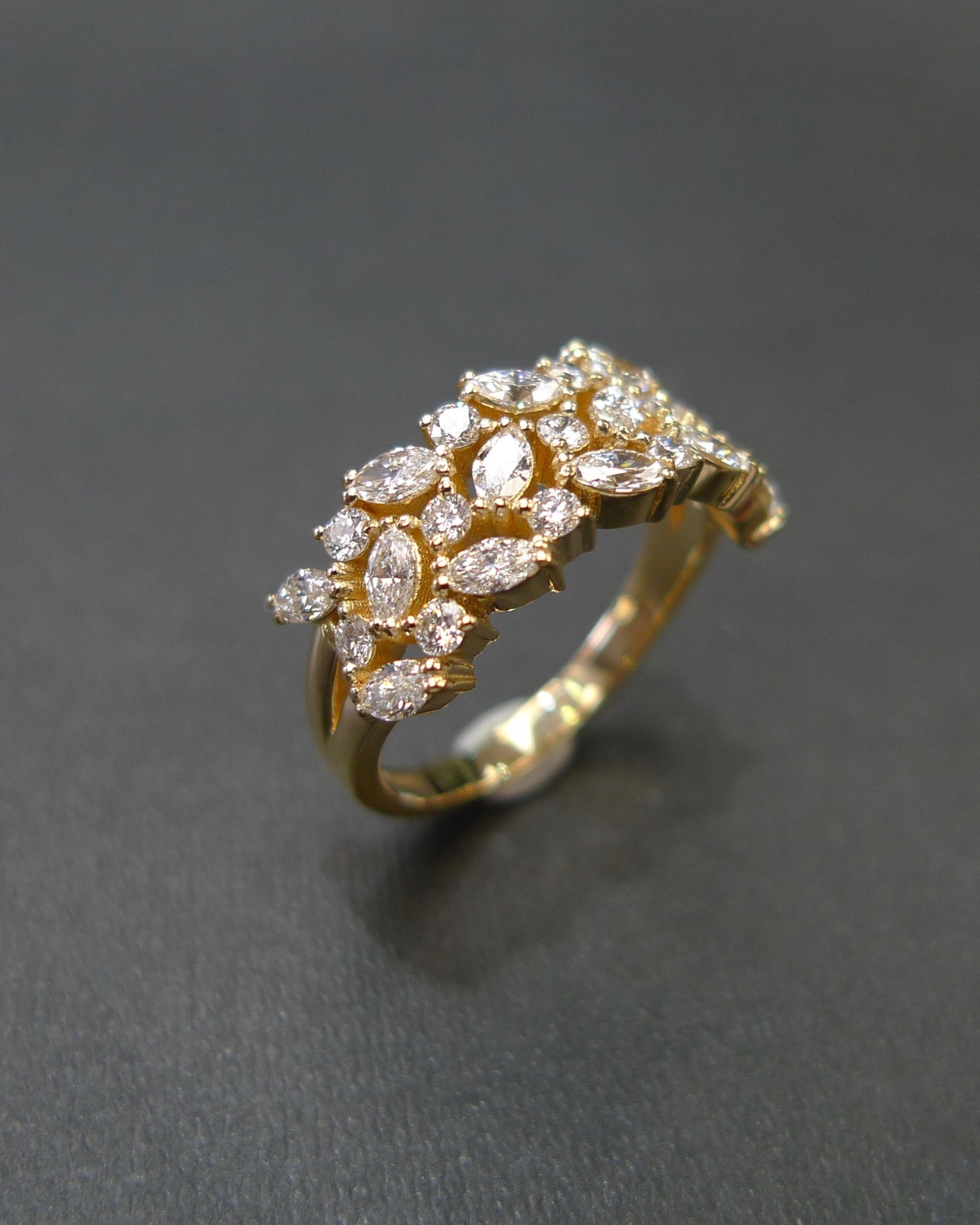 3-Row Marquise Diamond Ring - HN JEWELRY
