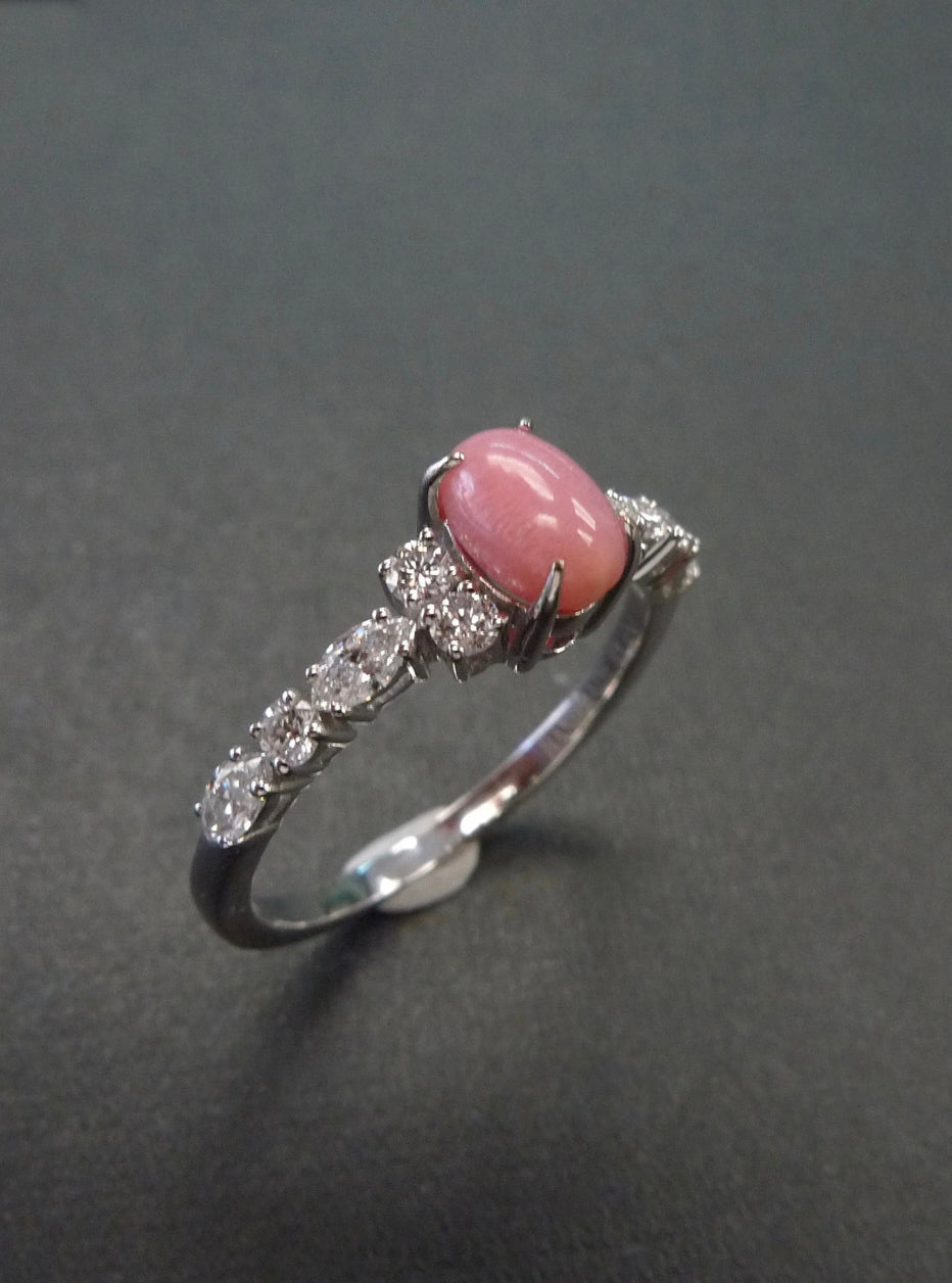 conch pearl and diamond engagement ring | HN Jewelry