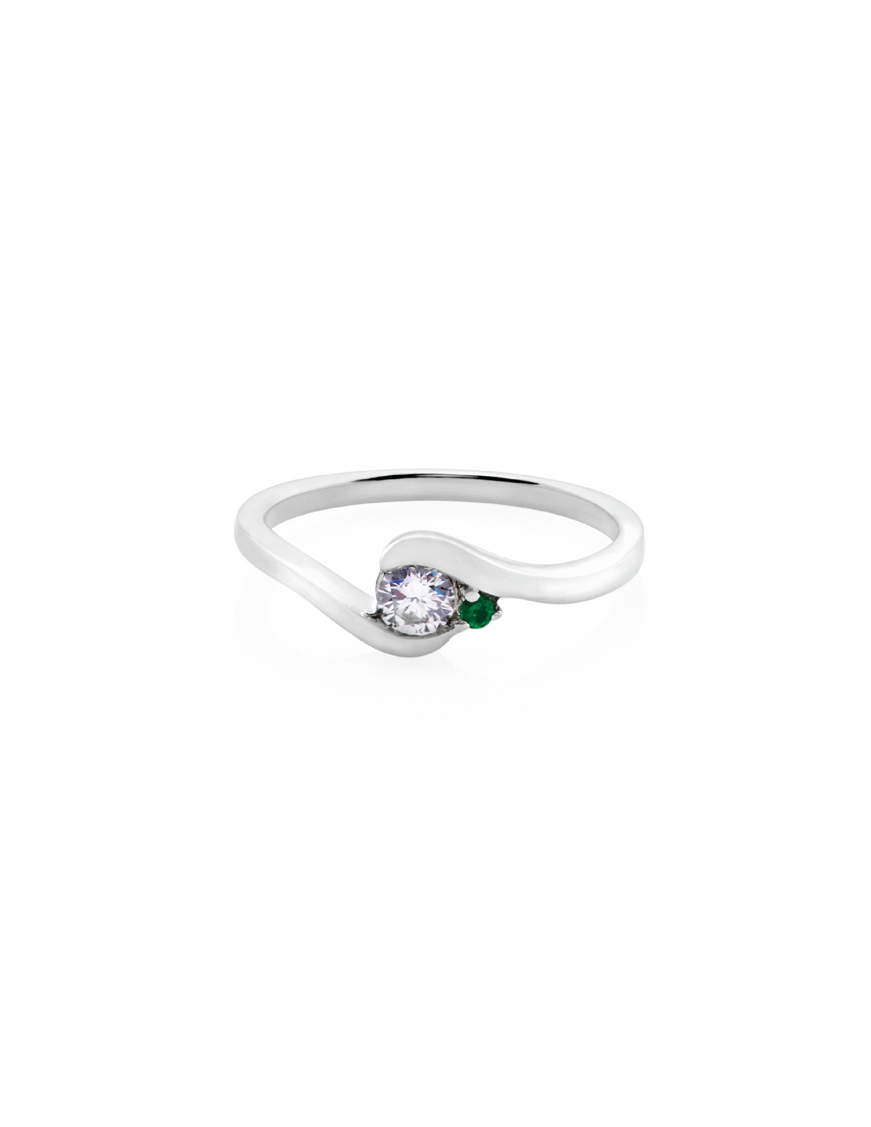 Diamond and Emerald Tension Ring