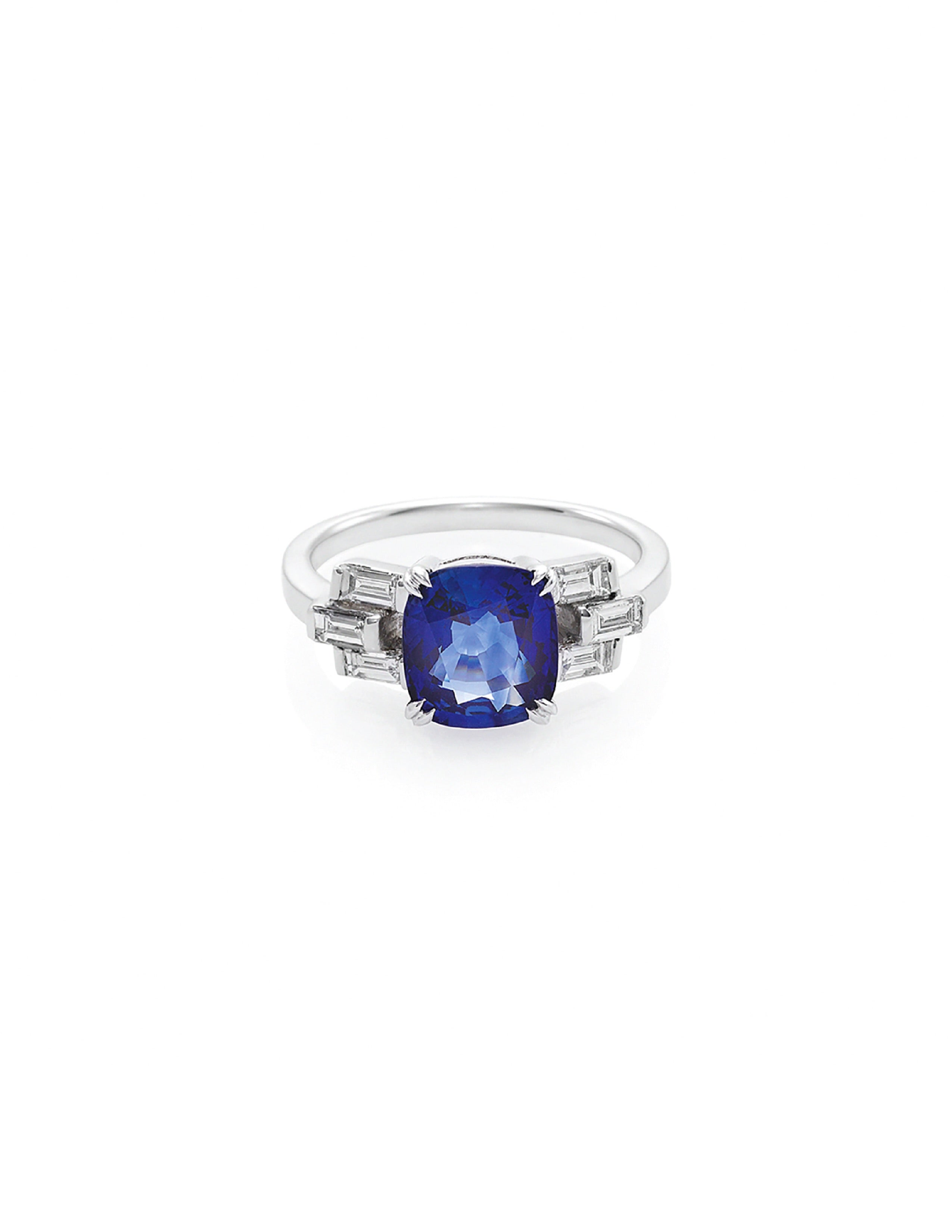 Sapphire and Baguette Ring