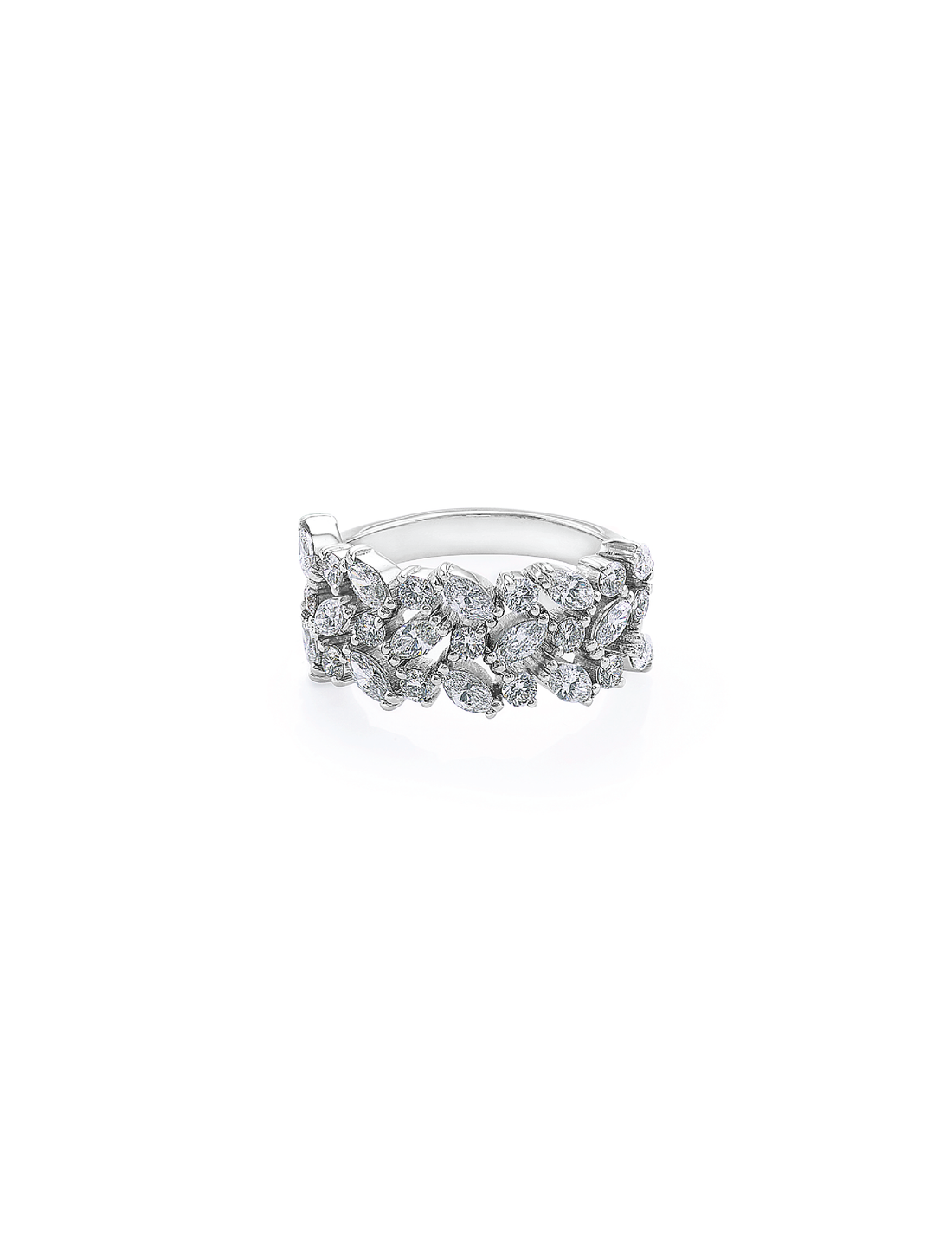 3-Row Marquise White Gold Ring