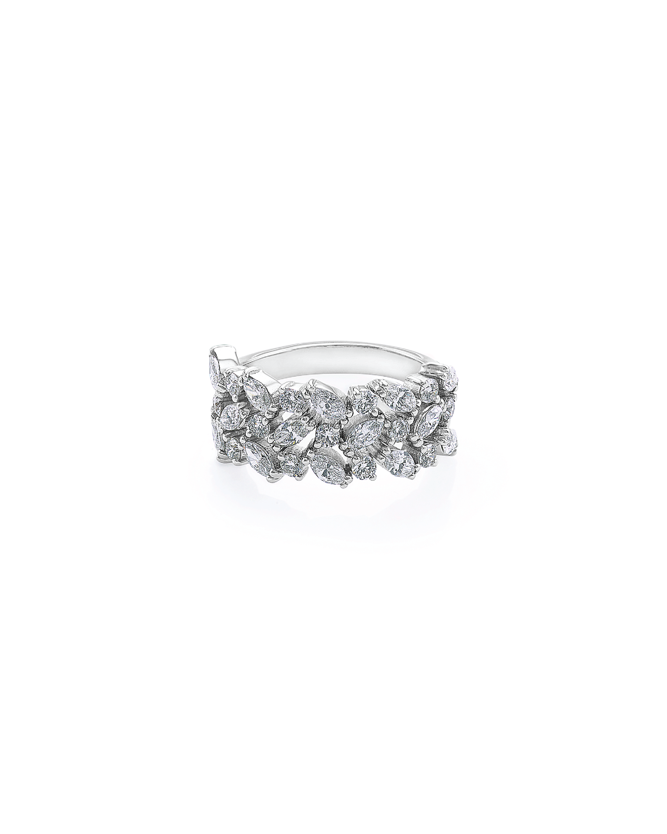 3-Row Marquise White Gold Ring