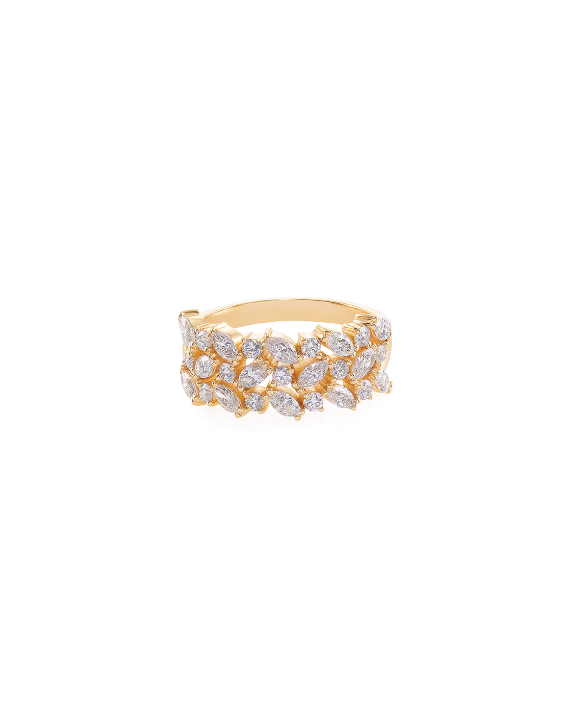 3-Row Marquise Yellow Gold Ring