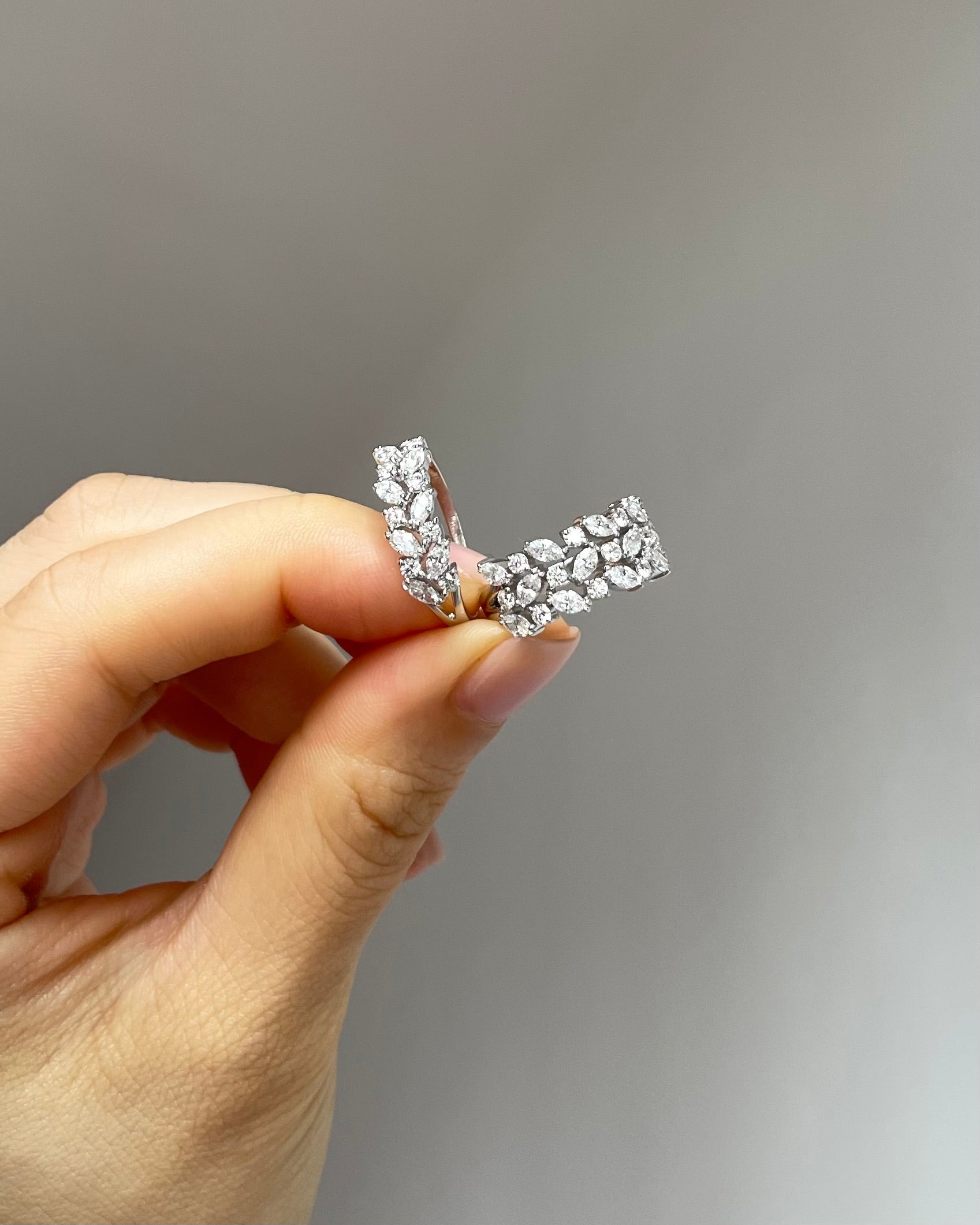 3-Row Marquise White Gold Ring