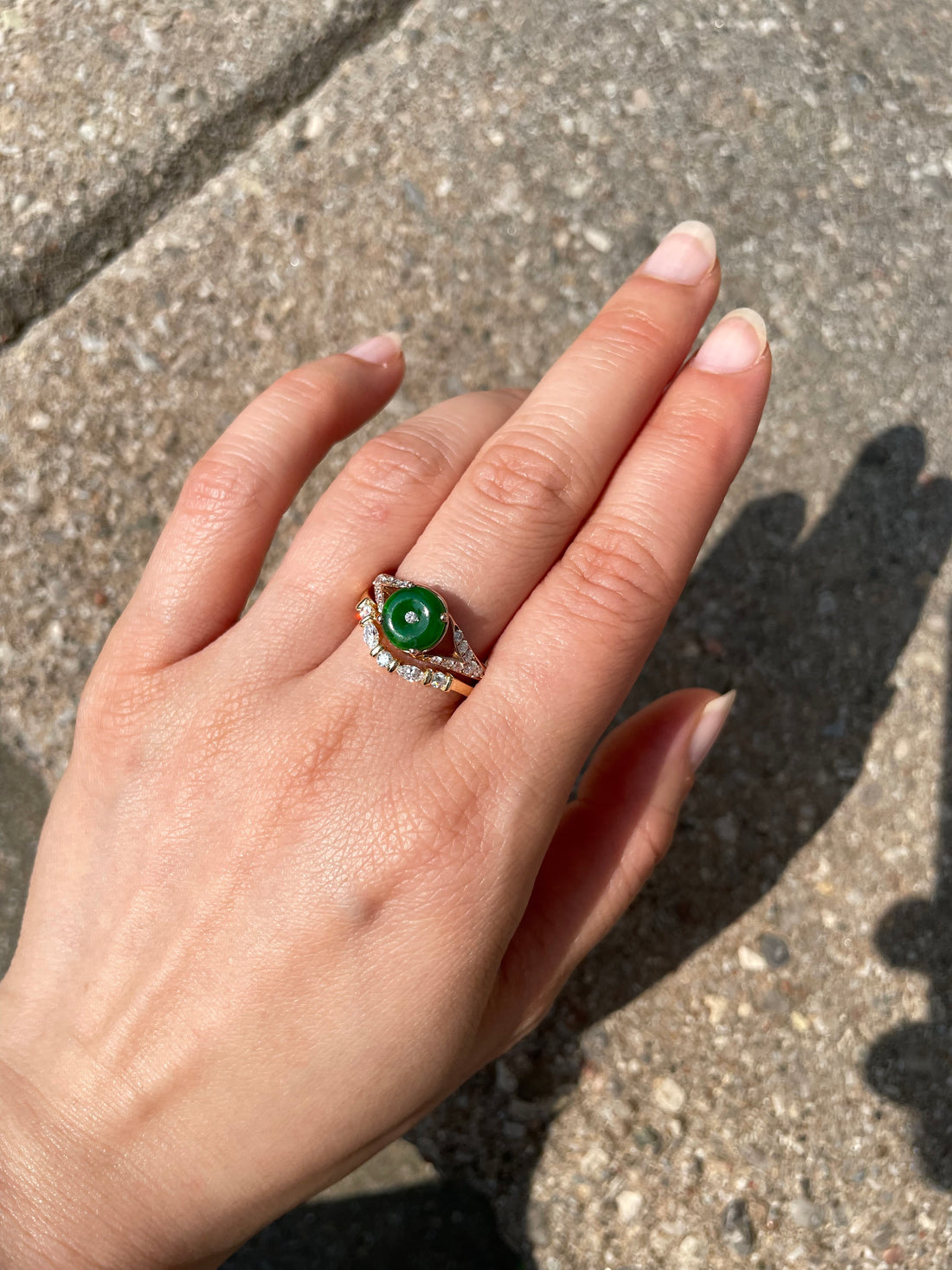 Yin Yang Jade & Diamond Ring