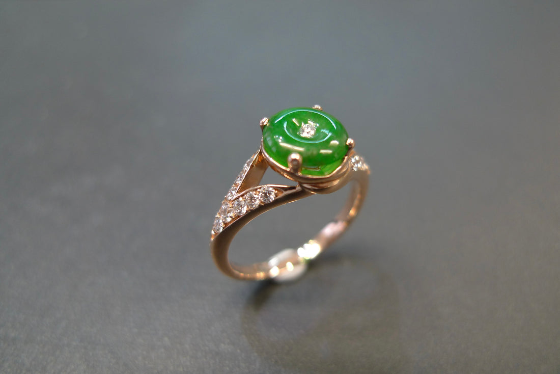 Yin Yang Jade & Diamond Ring
