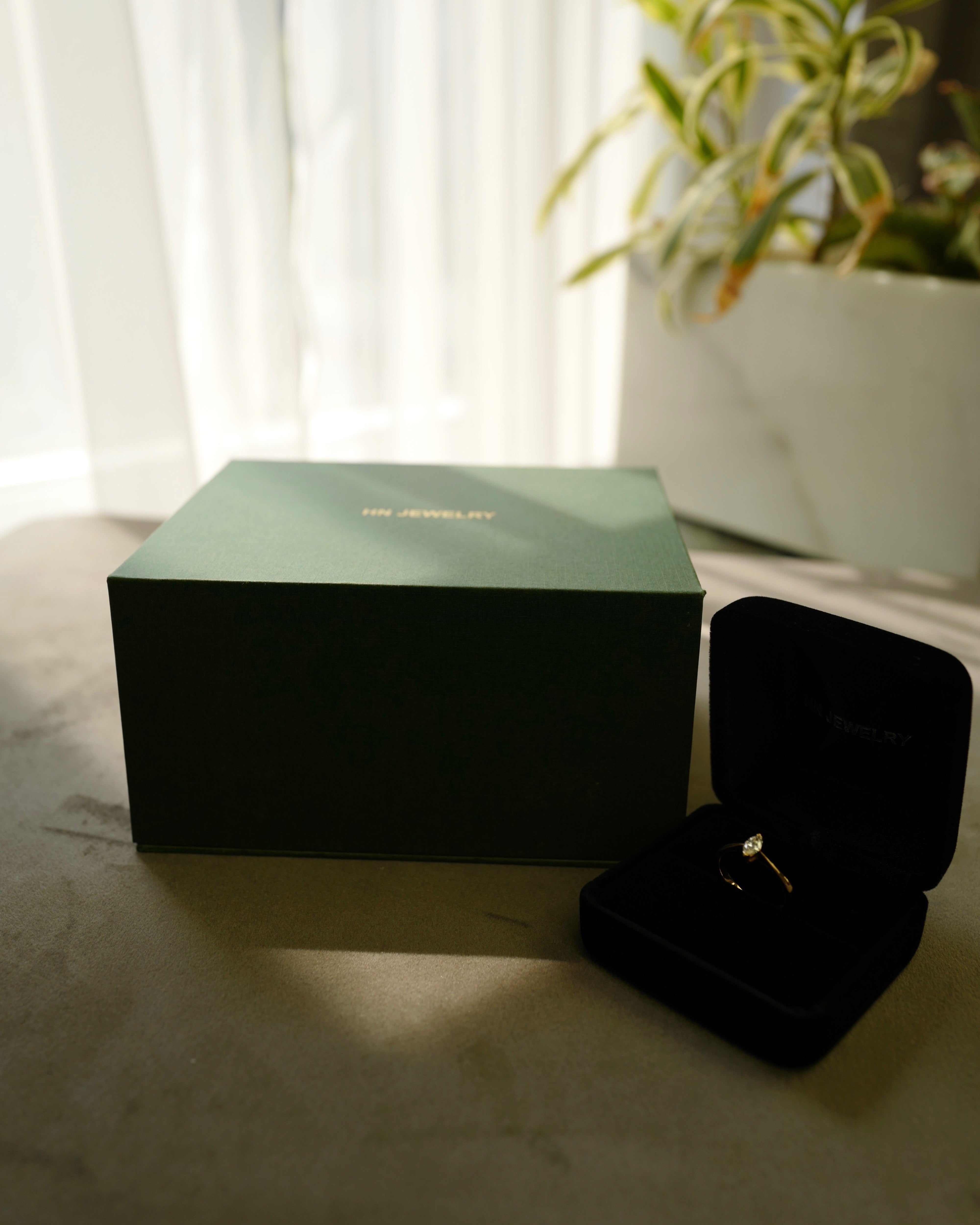 Certified Icy White Jade and Marquise Diamond Ring in White Gold - HN JEWELRY