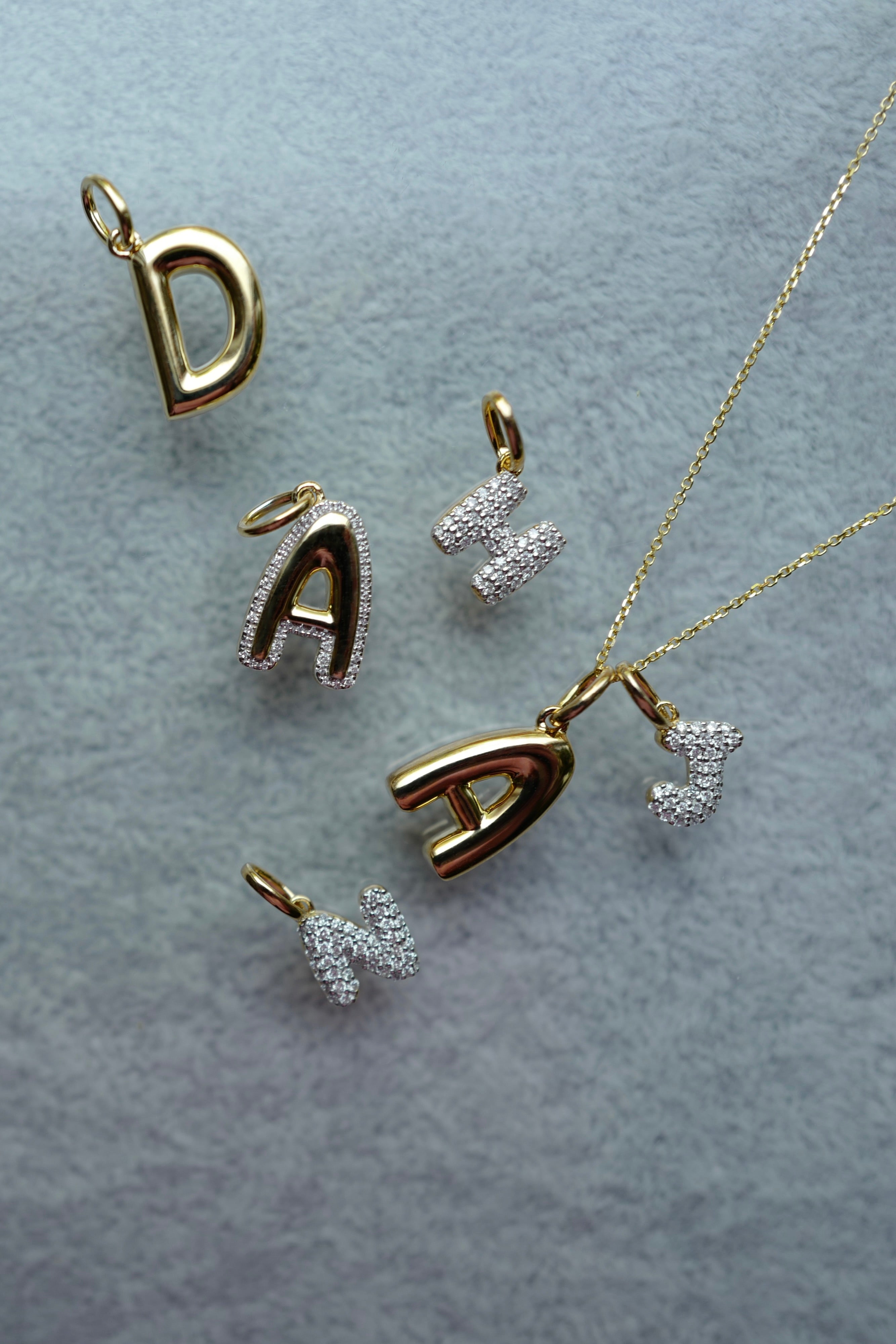 Baby Bubble Diamond Initial Charm