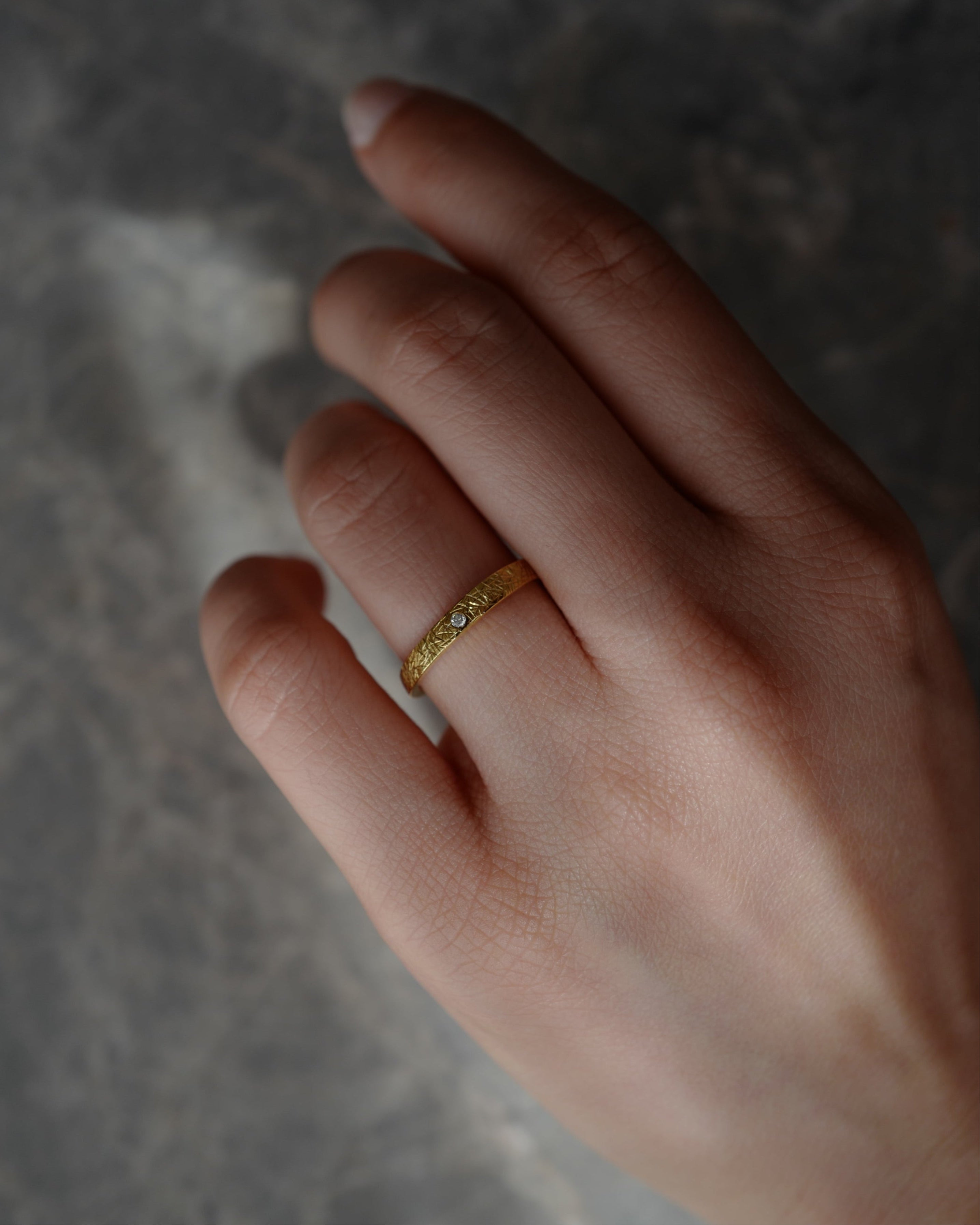 Hand Carved Diamond Ring (Thin version)