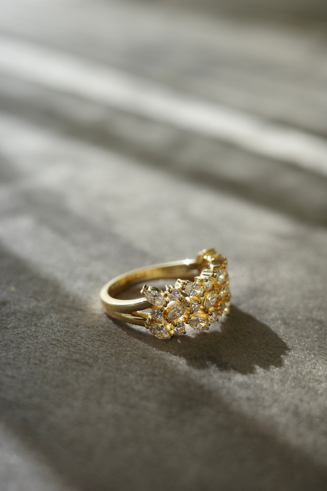 3-Row Marquise Diamond Ring in Yellow Gold - HN JEWELRY