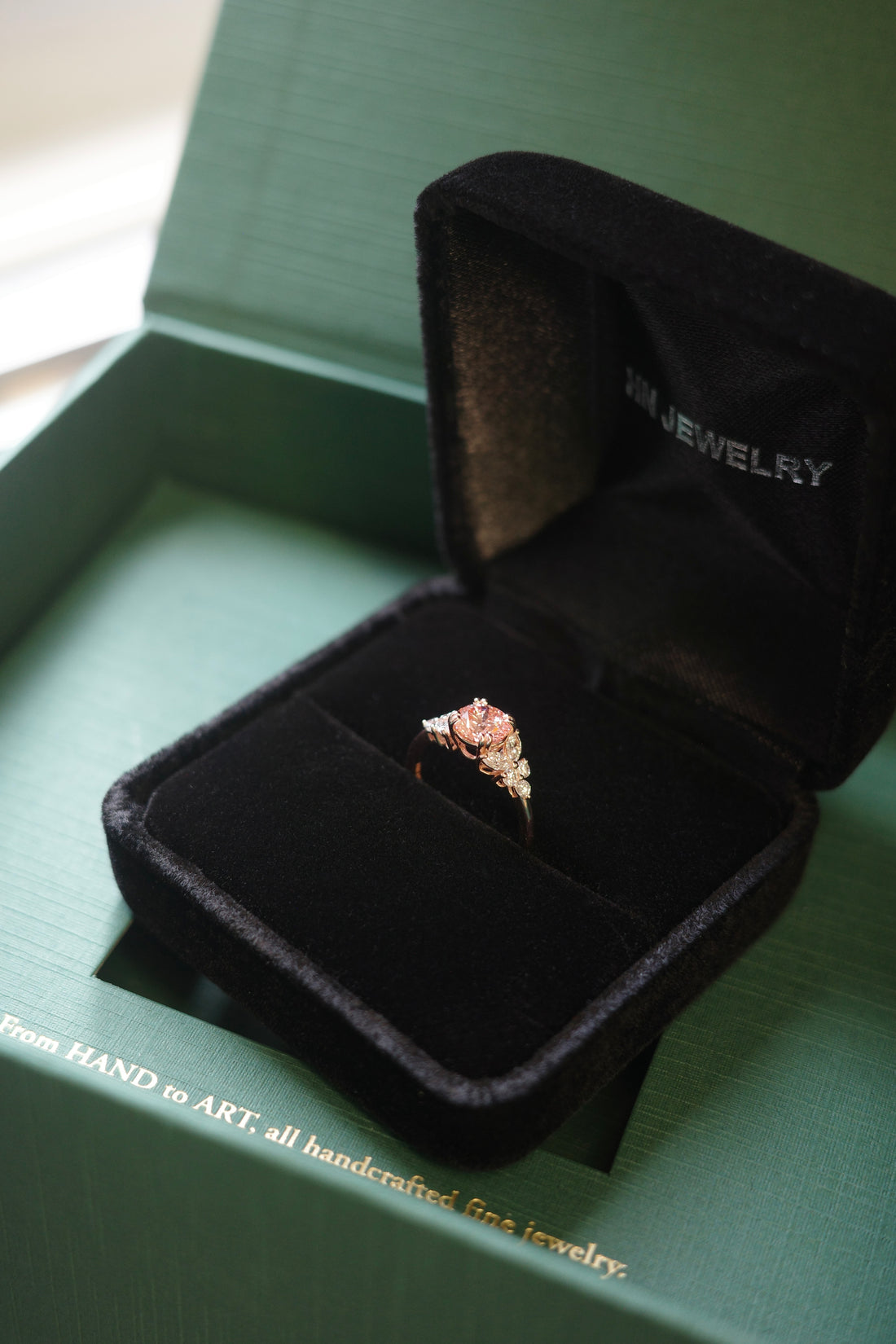 Certified 1.01ct Round Fancy Pink Diamond and Marquise Diamond Ring in 14K Rose Gold