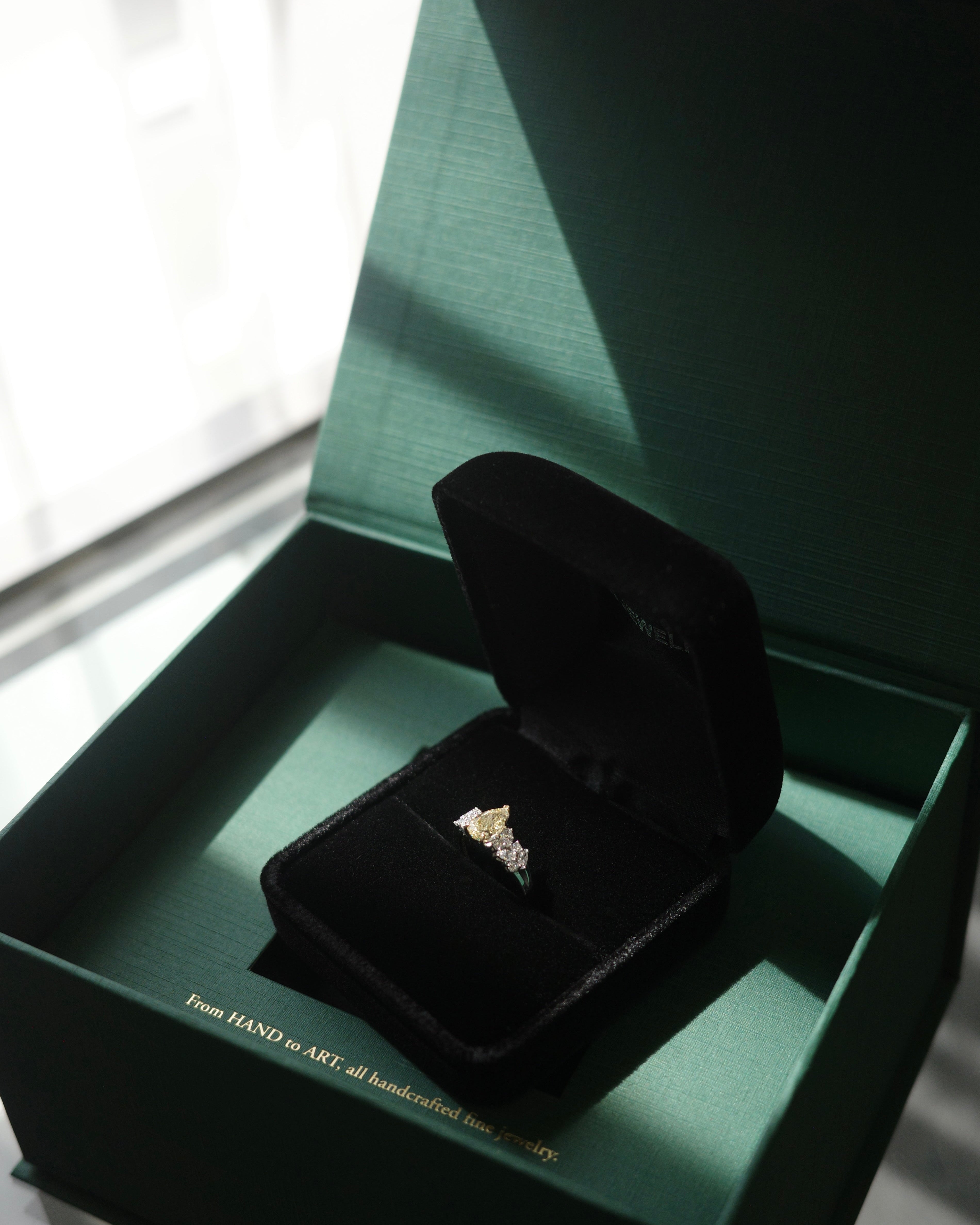 Fancy Yellow Pear Diamond Ring