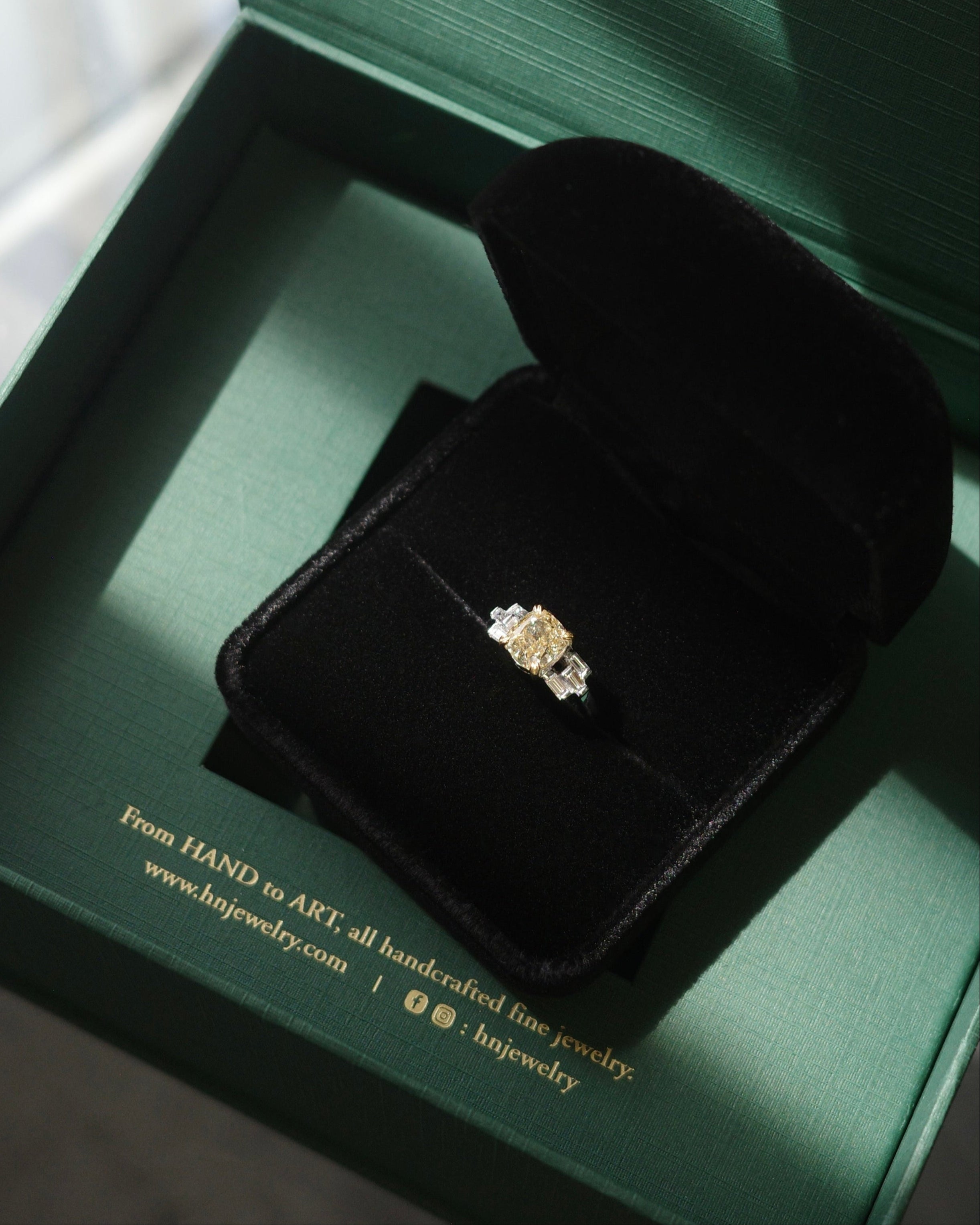 Cushion Fancy Yellow Diamond Ring