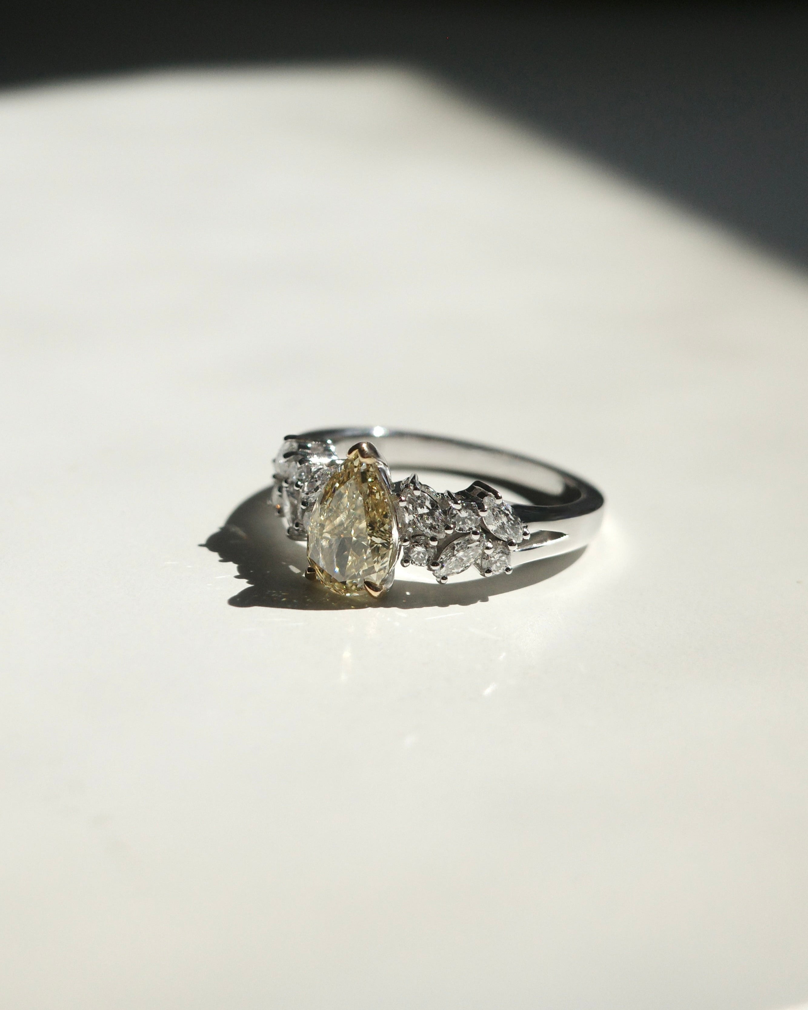 Fancy Yellow Pear Diamond Ring