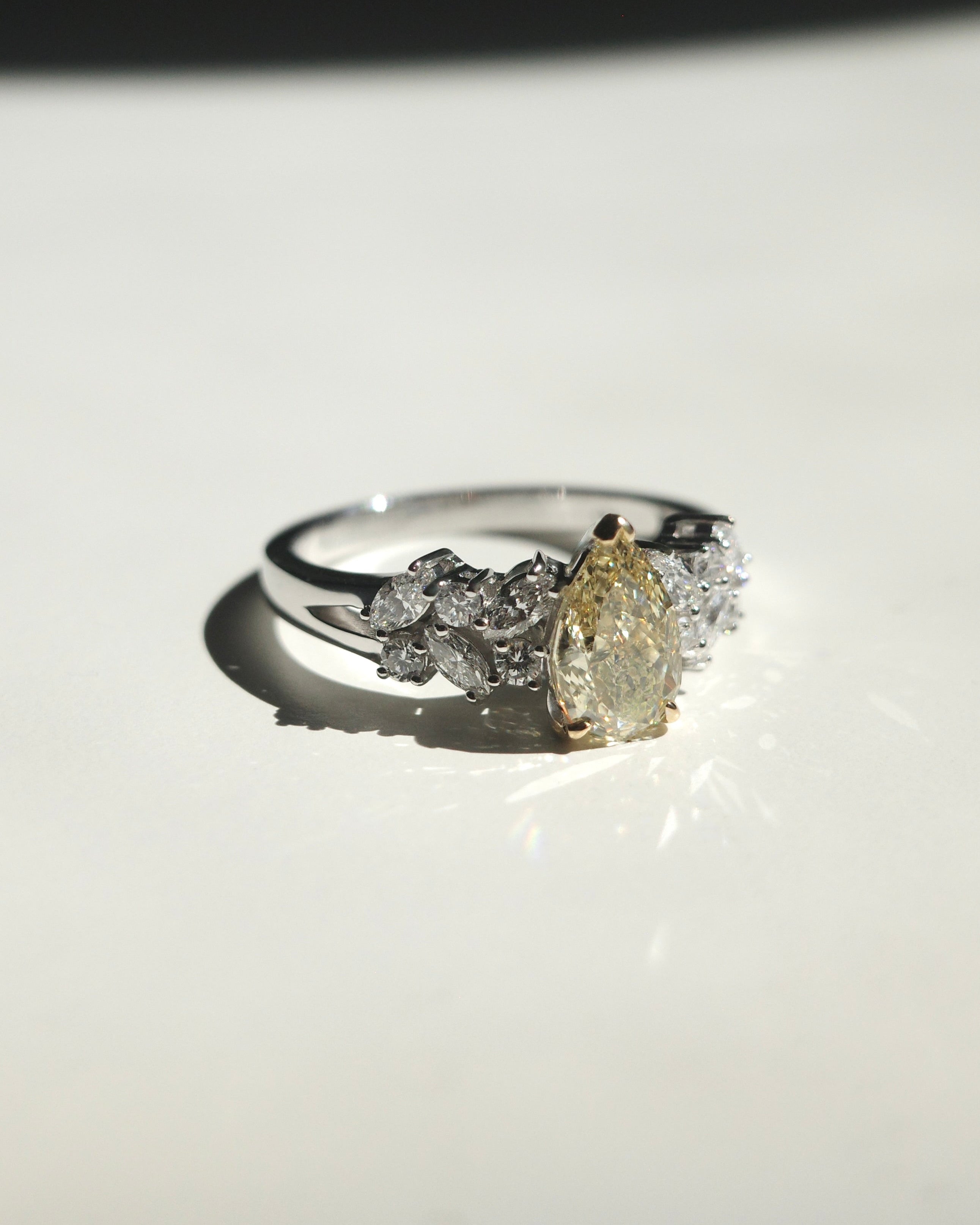 Fancy Yellow Pear Diamond Ring