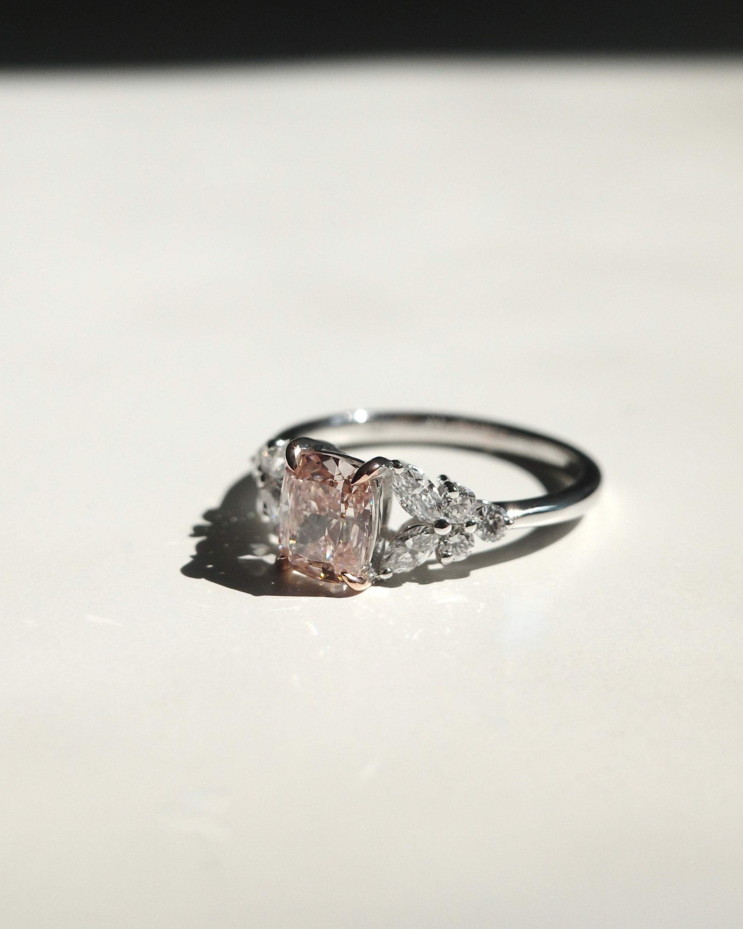 Cushion Pink Lab Grown Diamond Ring