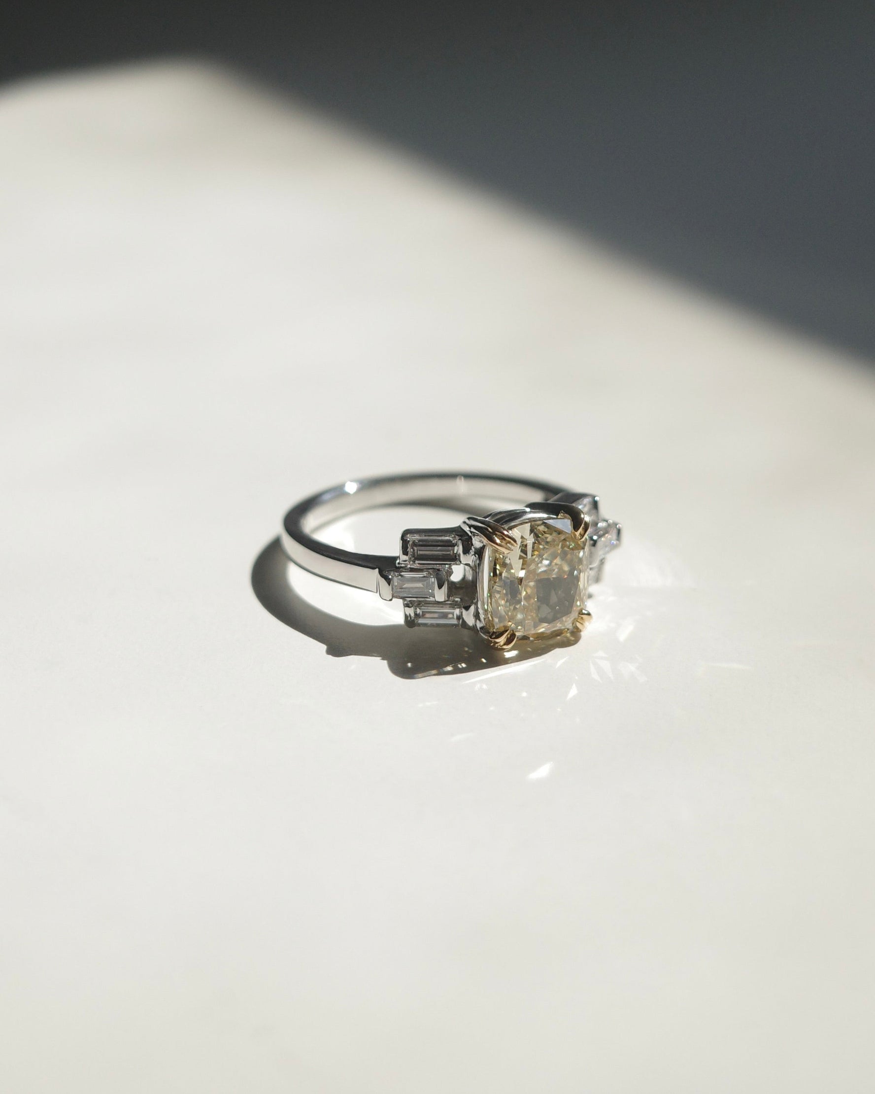 Cushion Fancy Yellow Diamond Ring
