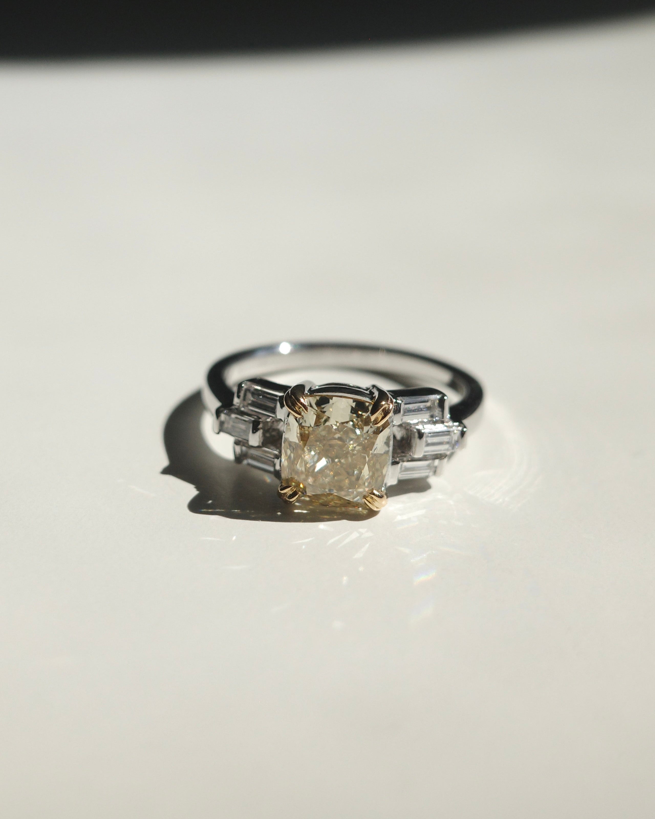 Cushion Fancy Yellow Diamond Ring