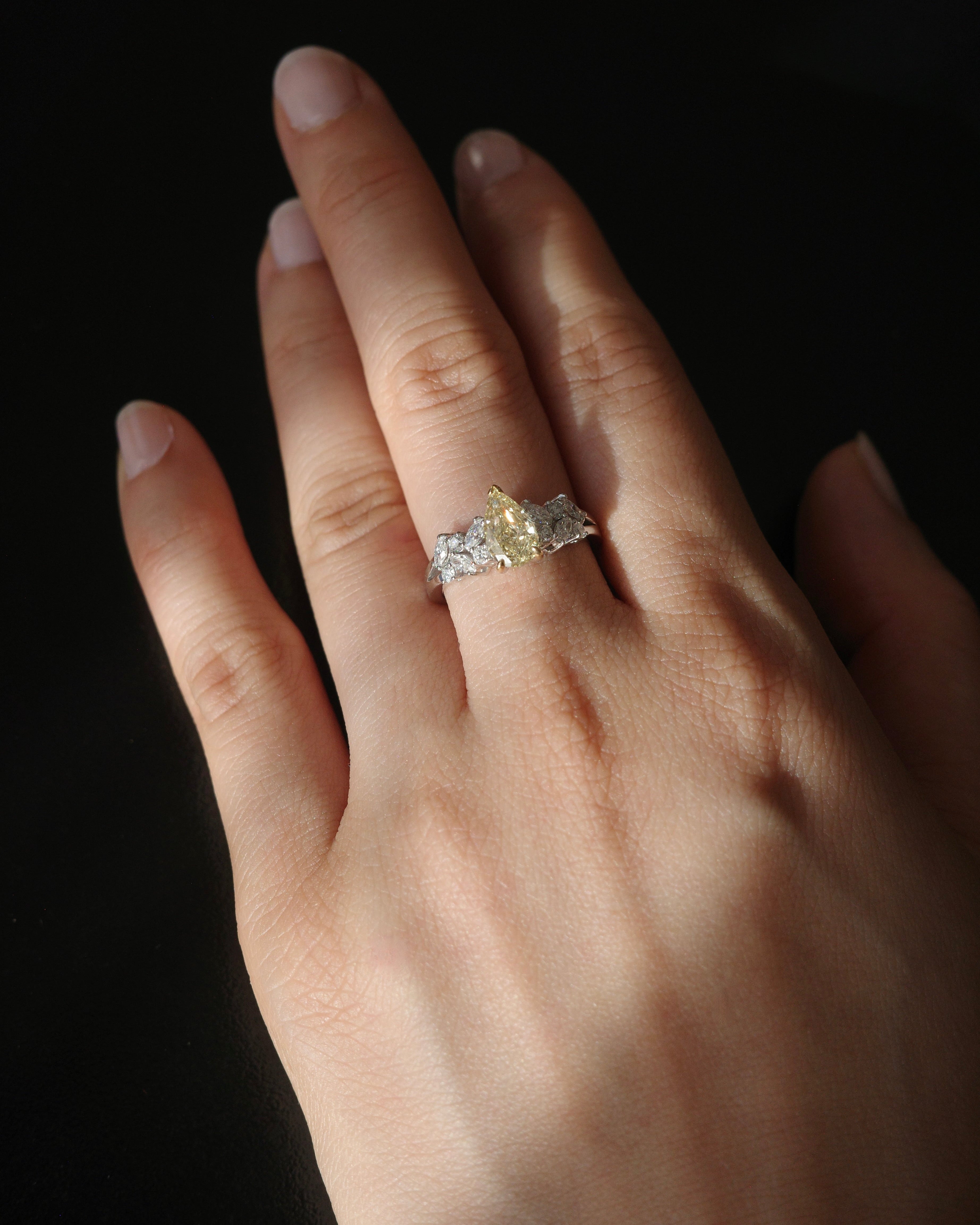Fancy Yellow Pear Diamond Ring