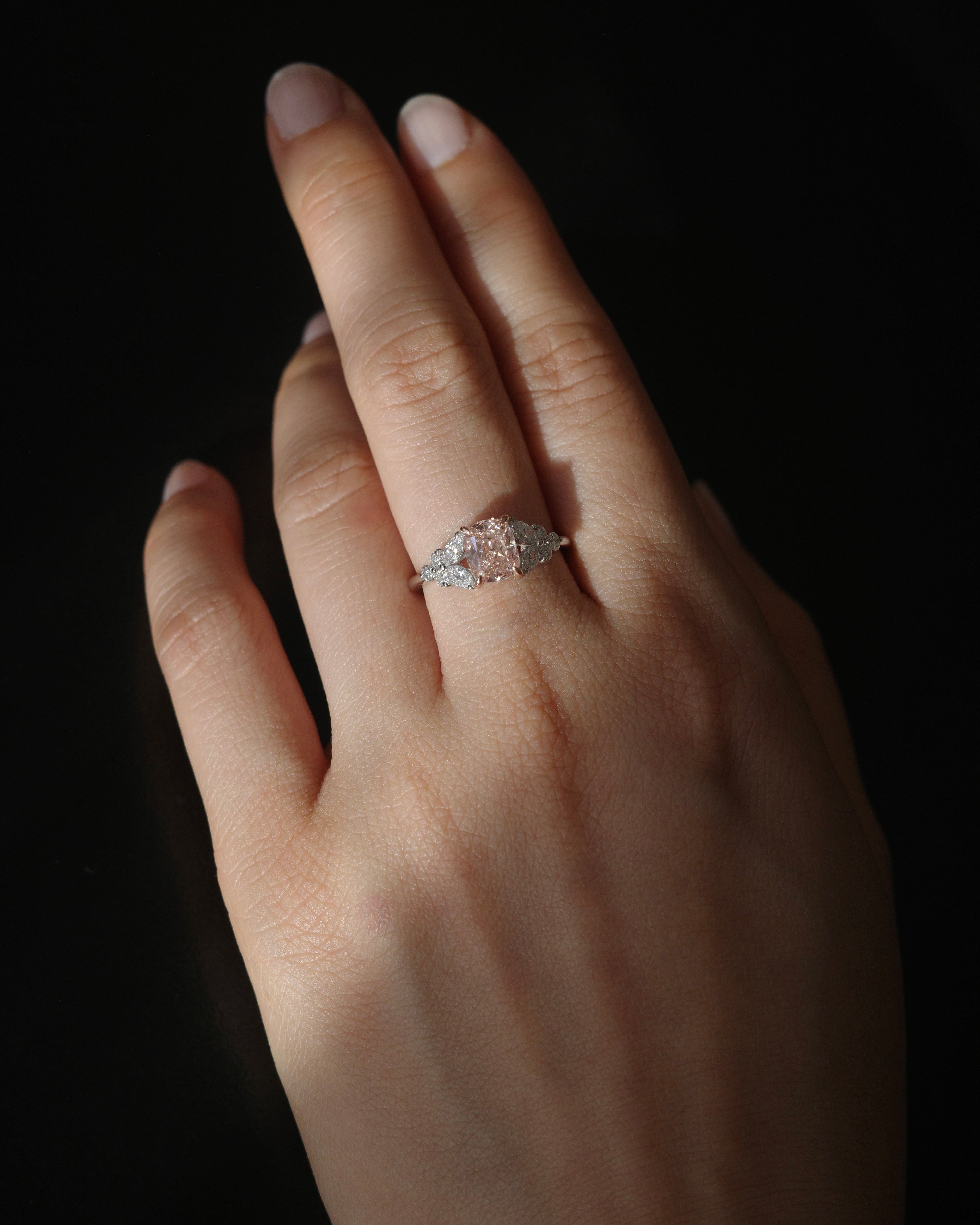 Cushion Pink Lab Grown Diamond Ring