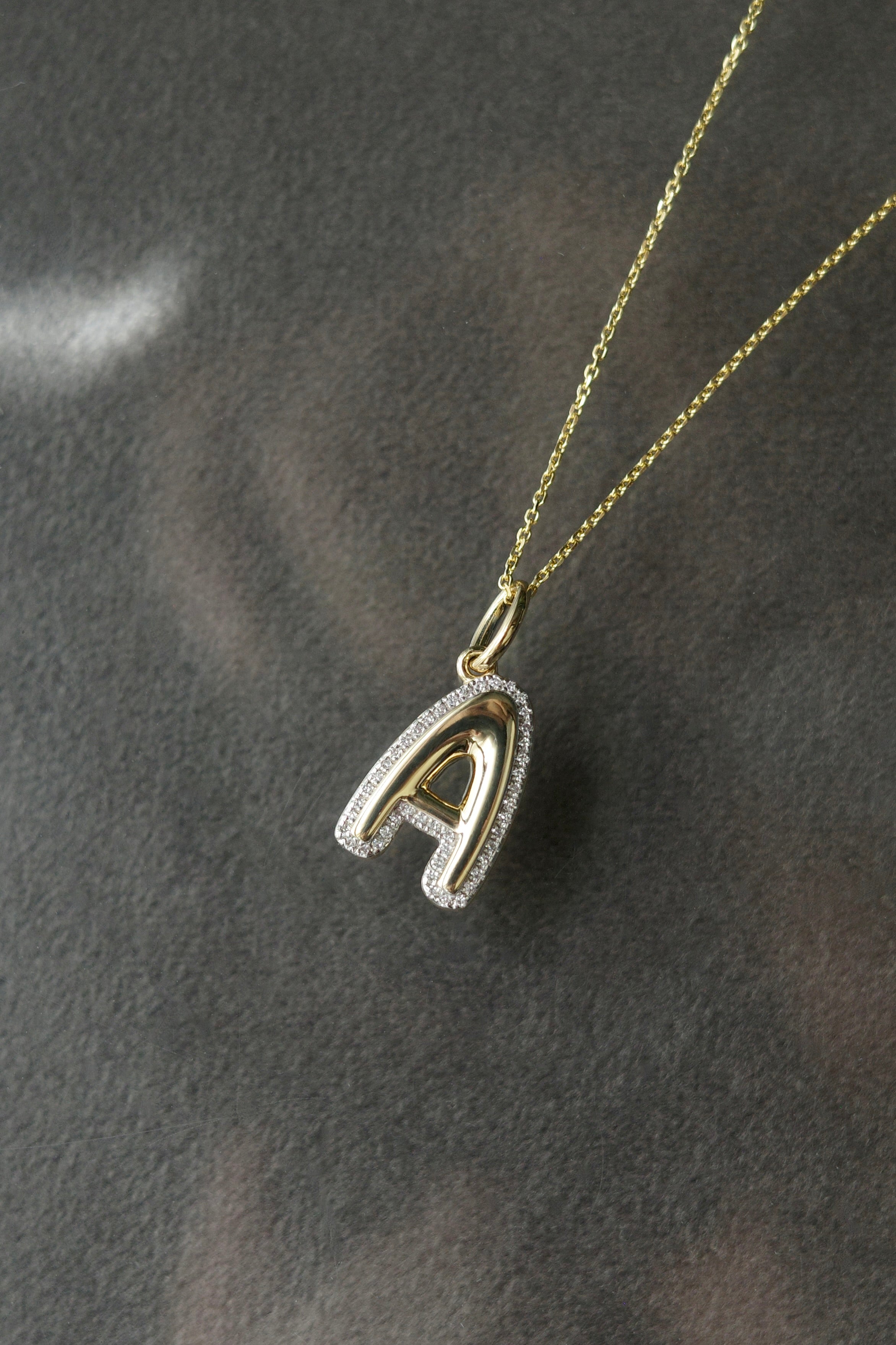 Bubble Letter Diamond Charm