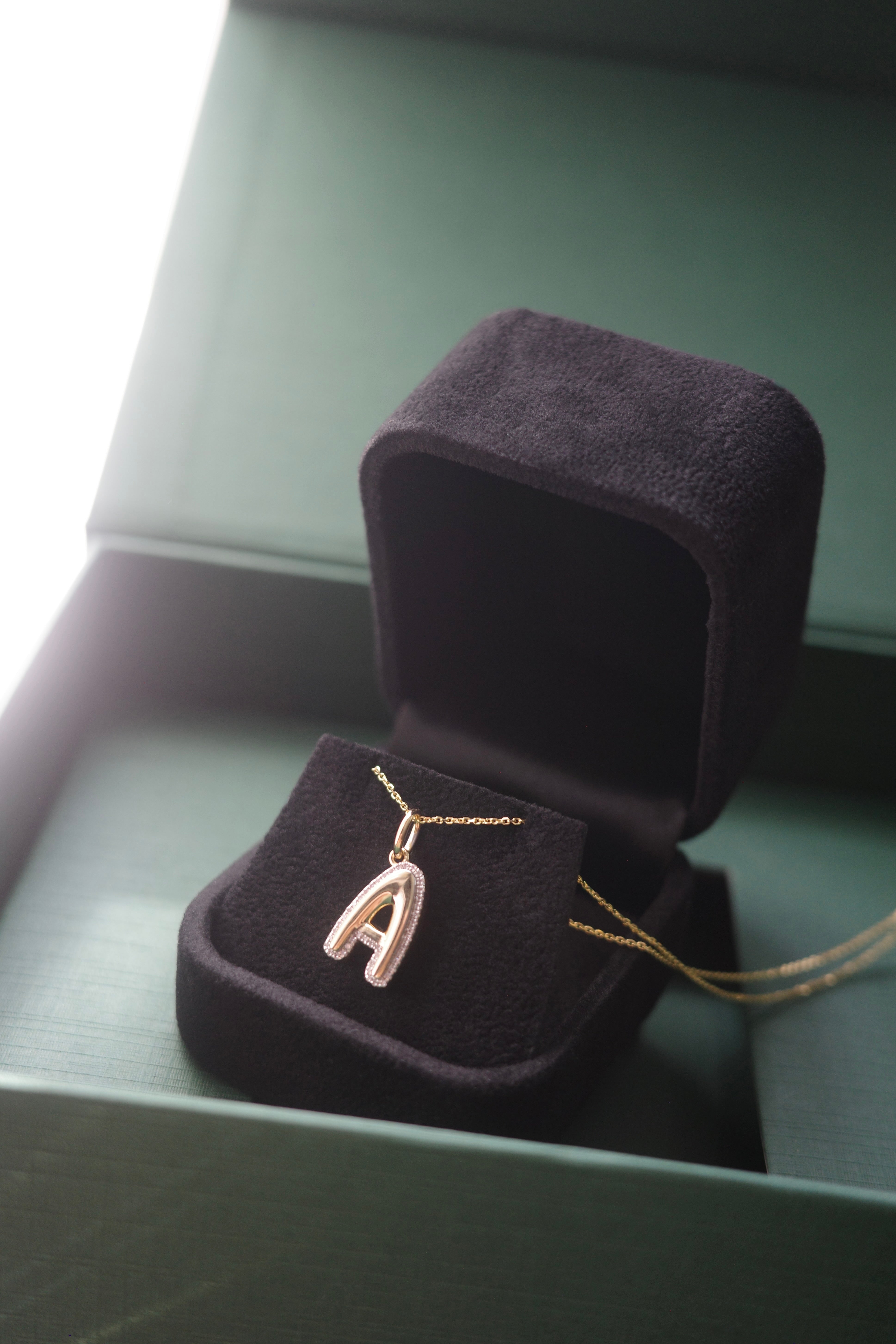 Bubble Letter Diamond Charm