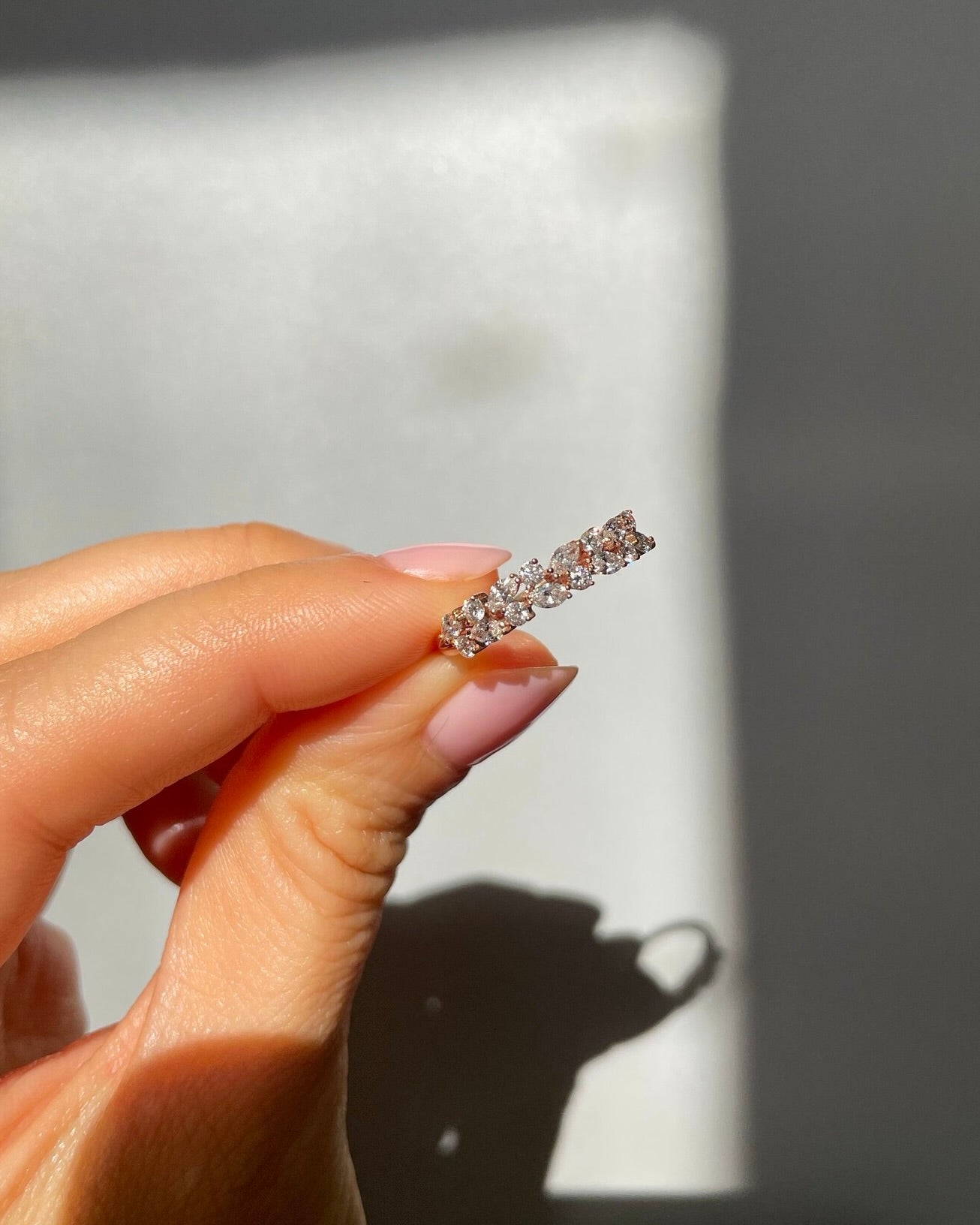 Natural marquise diamond thin band in 14K gold