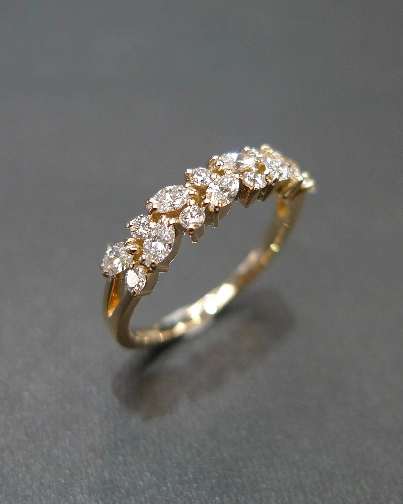 Slim gold marquise diamond ring for everyday wear