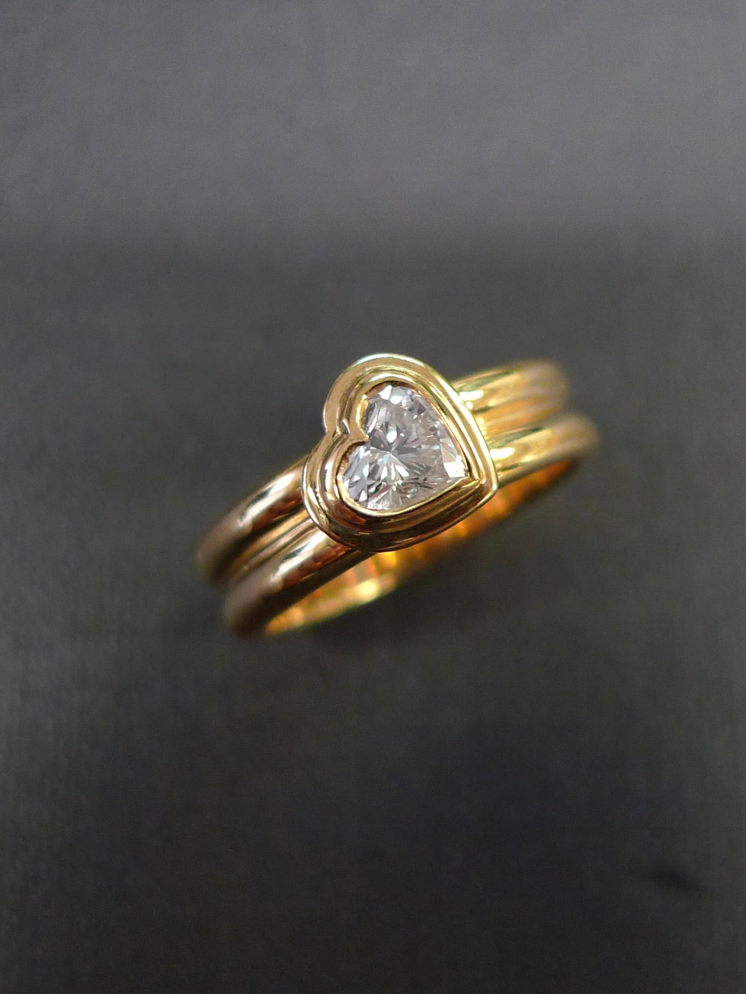 modern heart diamond signet ring for women