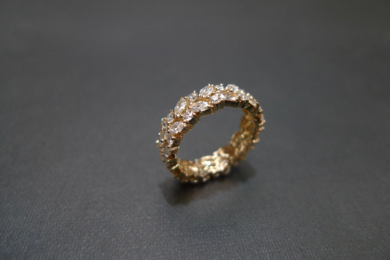 Marquise Cut Diamond Full Eternity Ring in Yellow Gold - HN JEWELRY